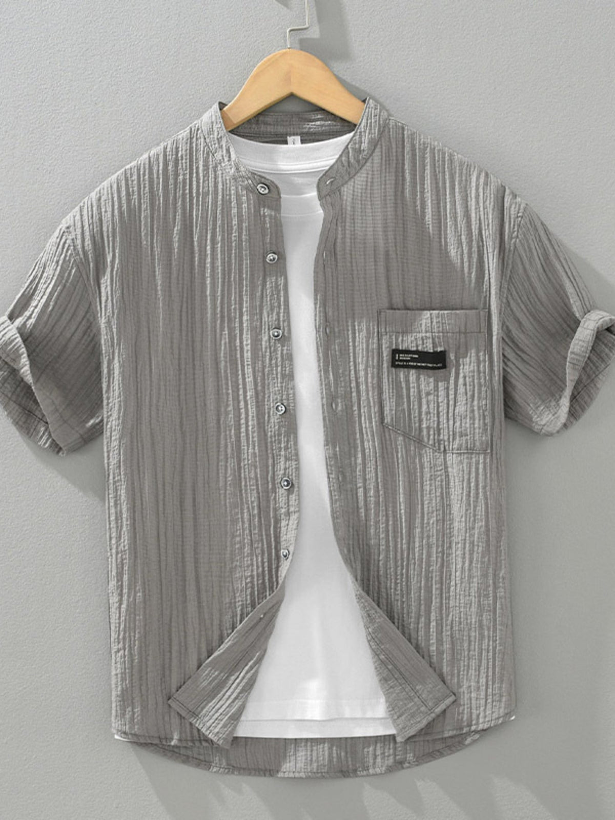 Men's Plus Size Casual Textured Button Up Shirt