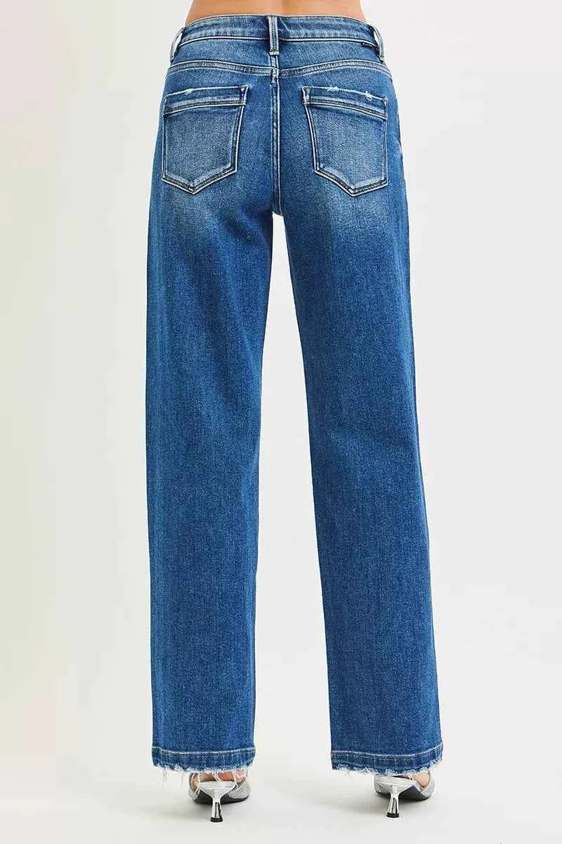 RISEN Full Size Slouchy Baggy Jeans Pocket Side Seam Detail Plus Size