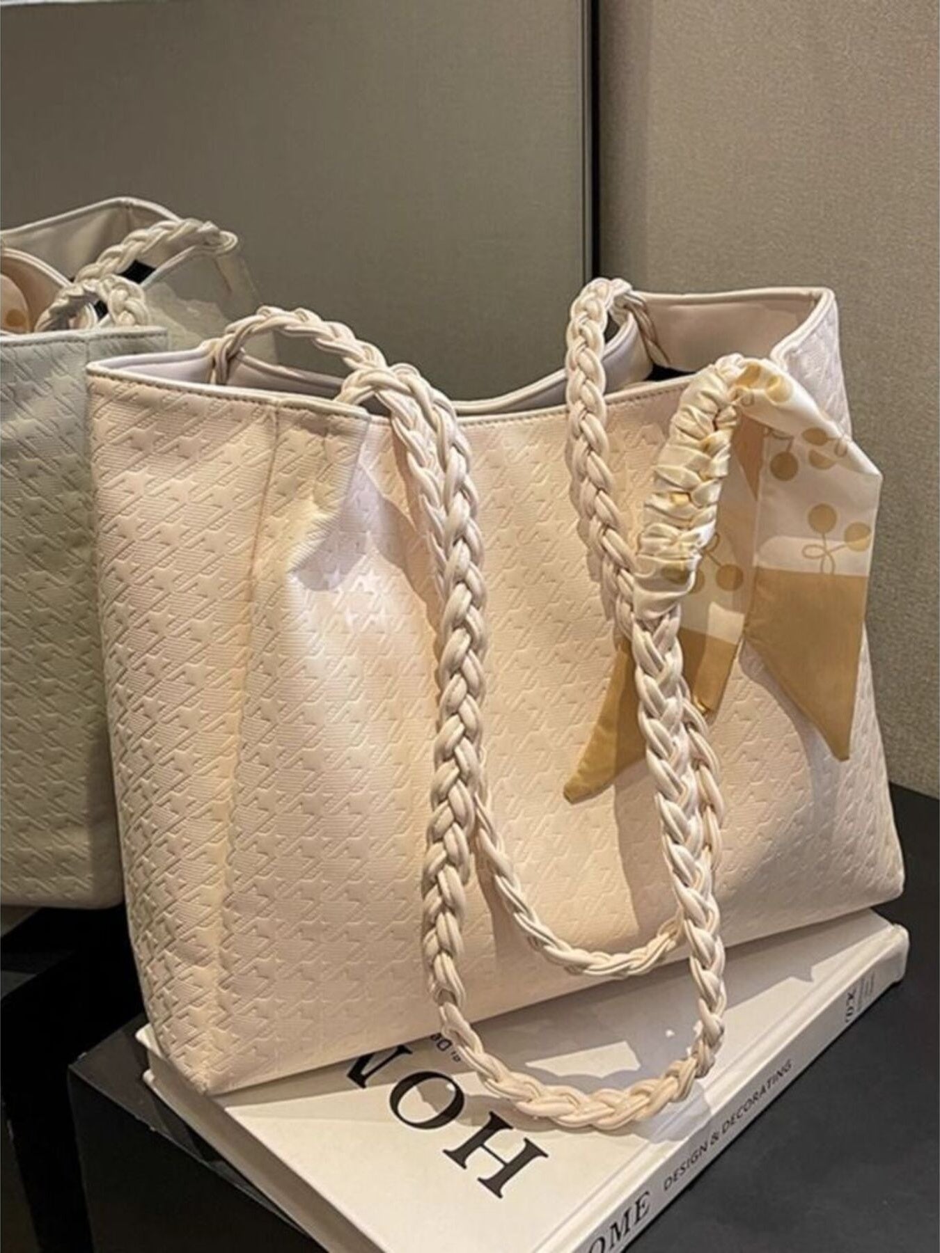 Braided Handle Tote Bag. Braided Handle Tote Bag