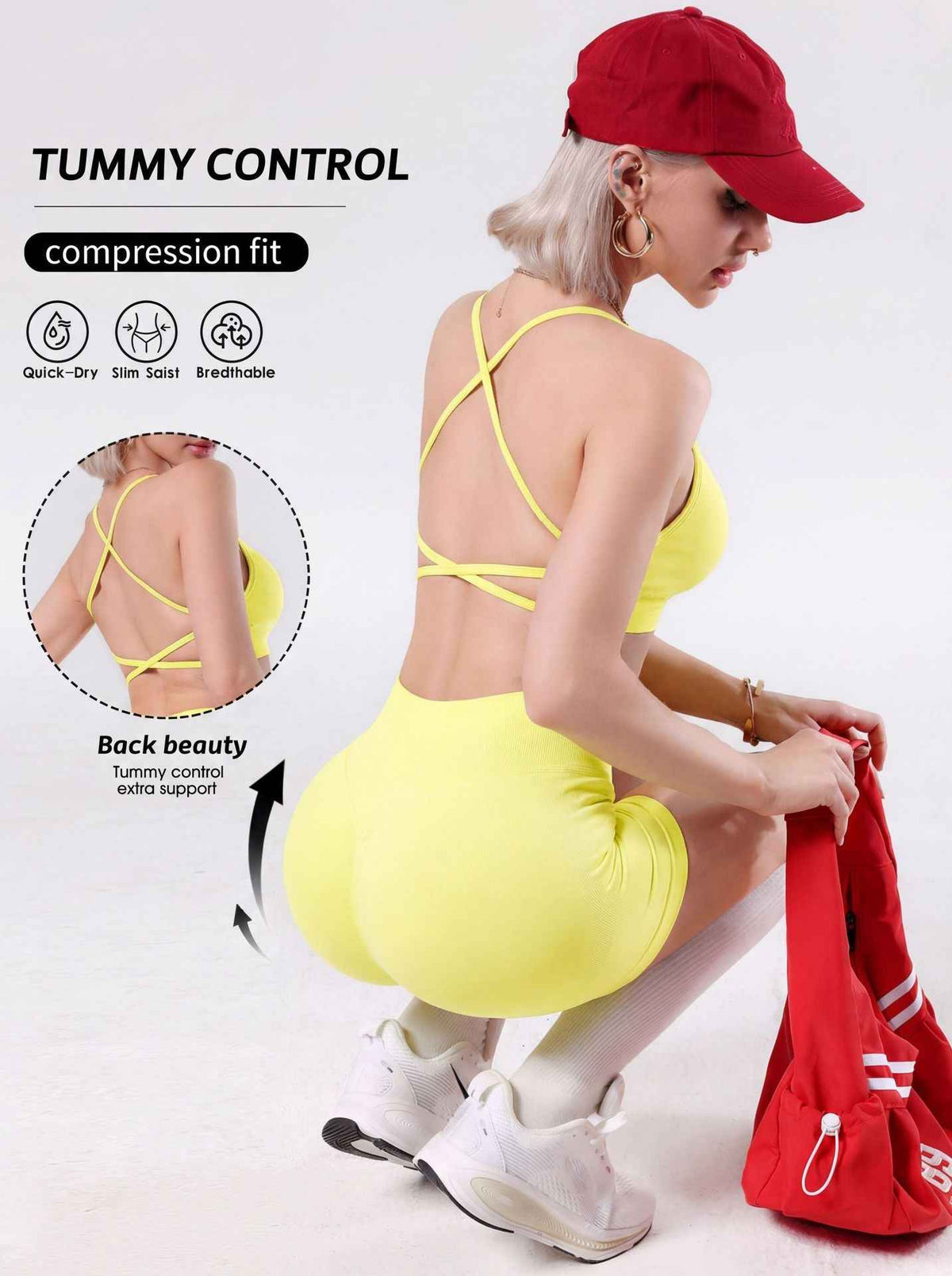 Strappy Camisole And Tummy-control Butt-lifting Shorts Set