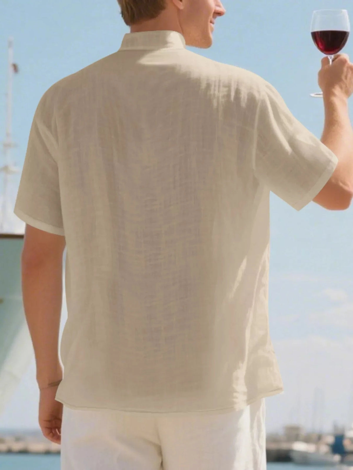 Men's Full Size Casual Linen Blend Short Sleeve Shirt Plus Size