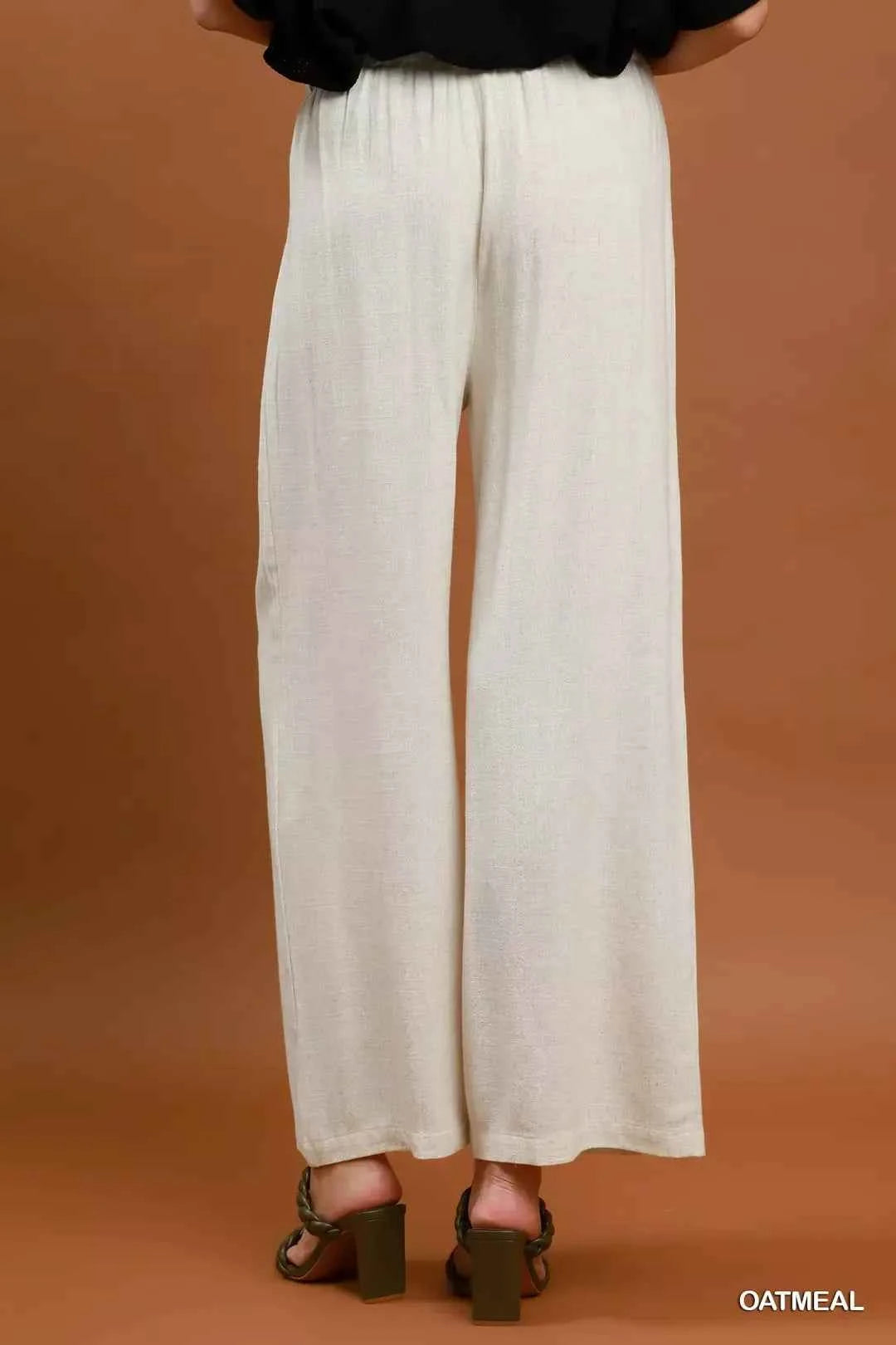 Umgee High Waist Linen Blend Wide Leg Trousers