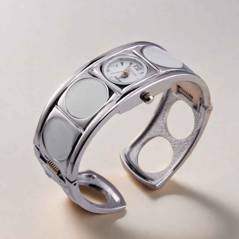 Glass-embedded Bracelet Women's Quartz Watch