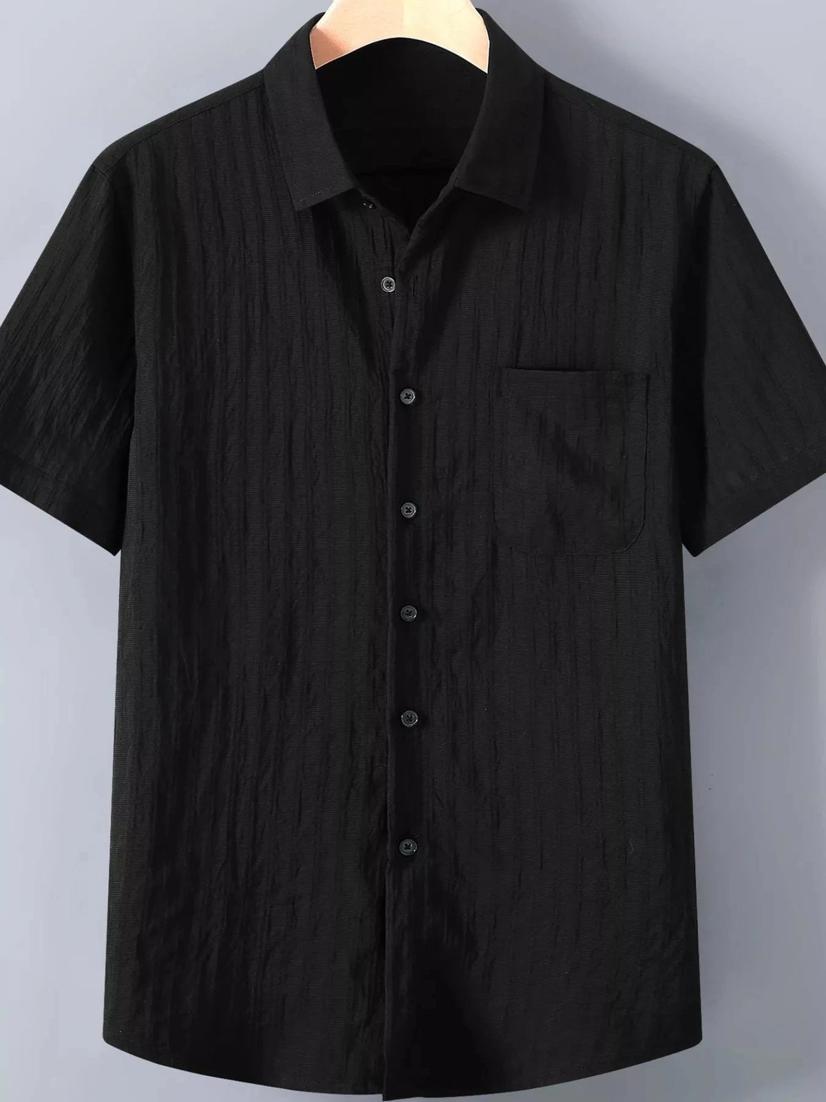 Men's Plus Size Textured Button Up Short-Sleeve Shirt