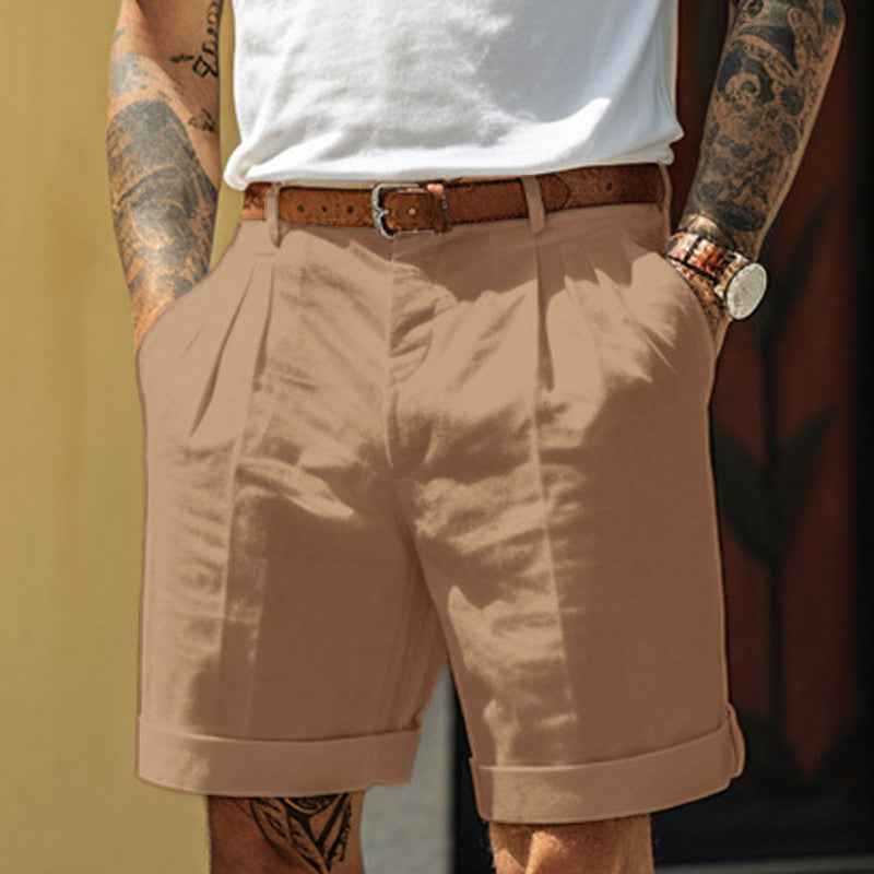 Men's Straight Leg Shorts With Pockets Casual Dress Pants Loose Fit Summer Bottoms For Daily Wear Clothing