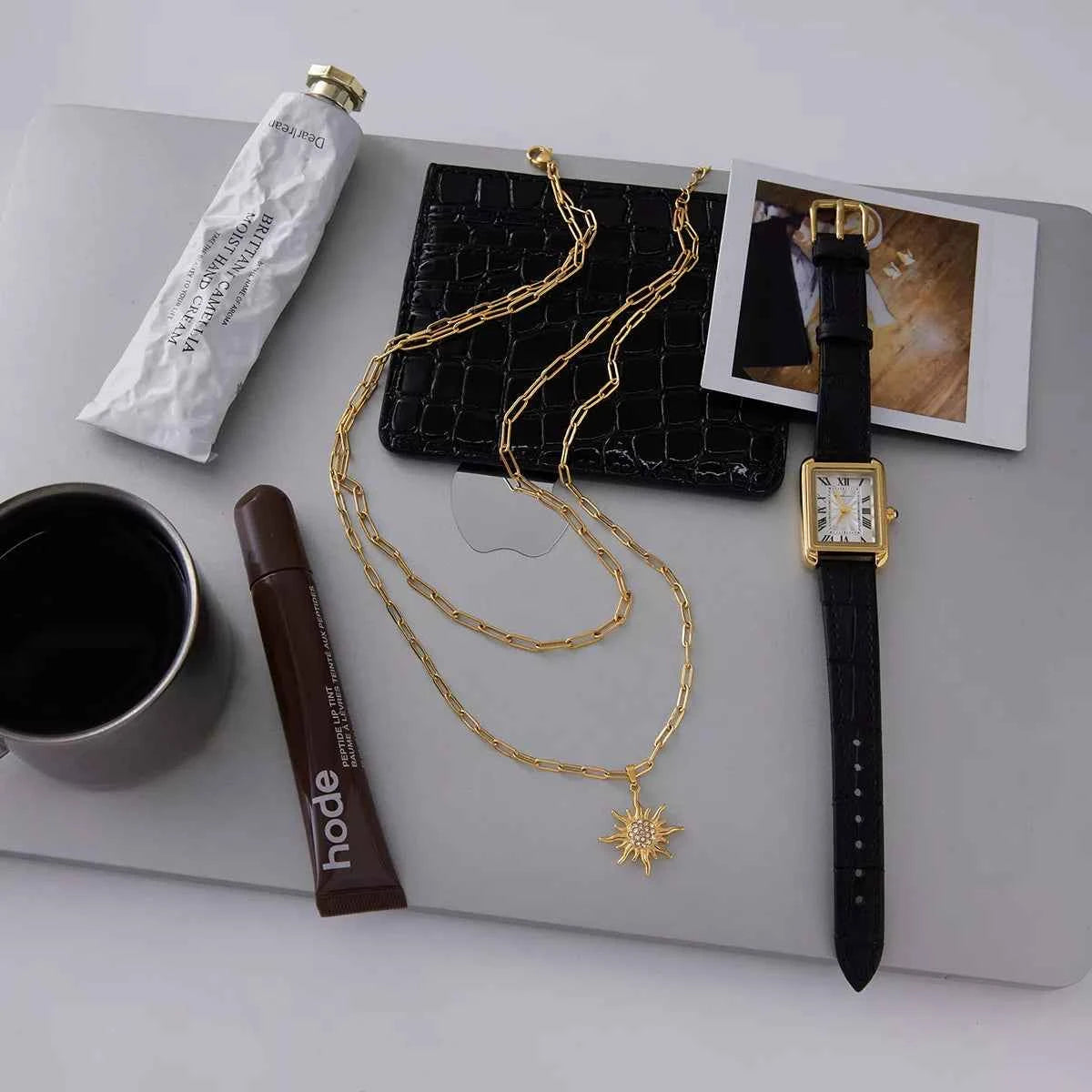 18K Gold-Plated Double Layered Pendant Necklace