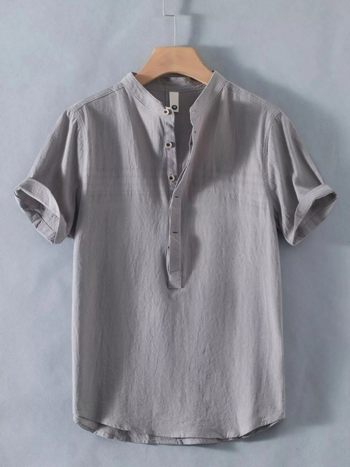 Men's Plus Size Button Detail Short Sleeve Shirt