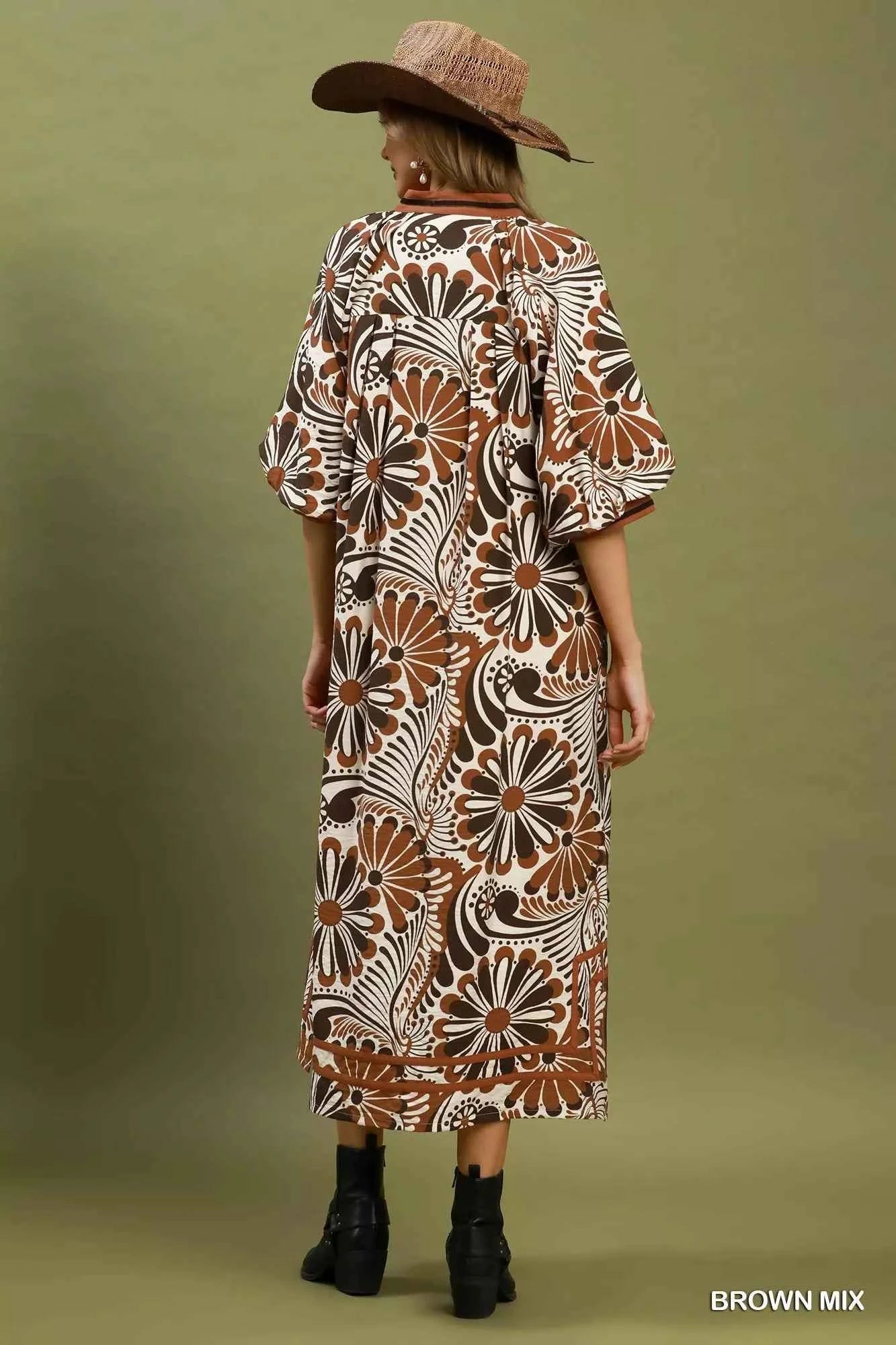 Umgee Abstract Print Midi Dress
