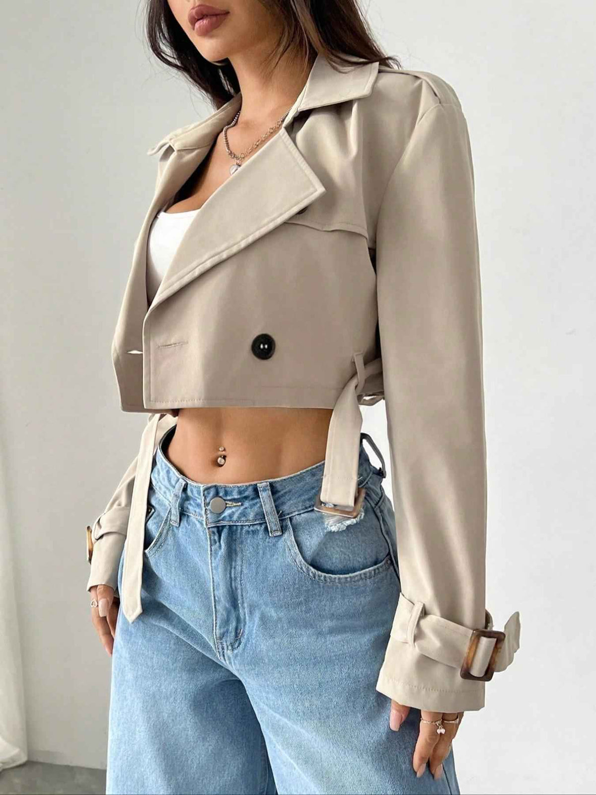 Double-Breasted Cropped Outerwear