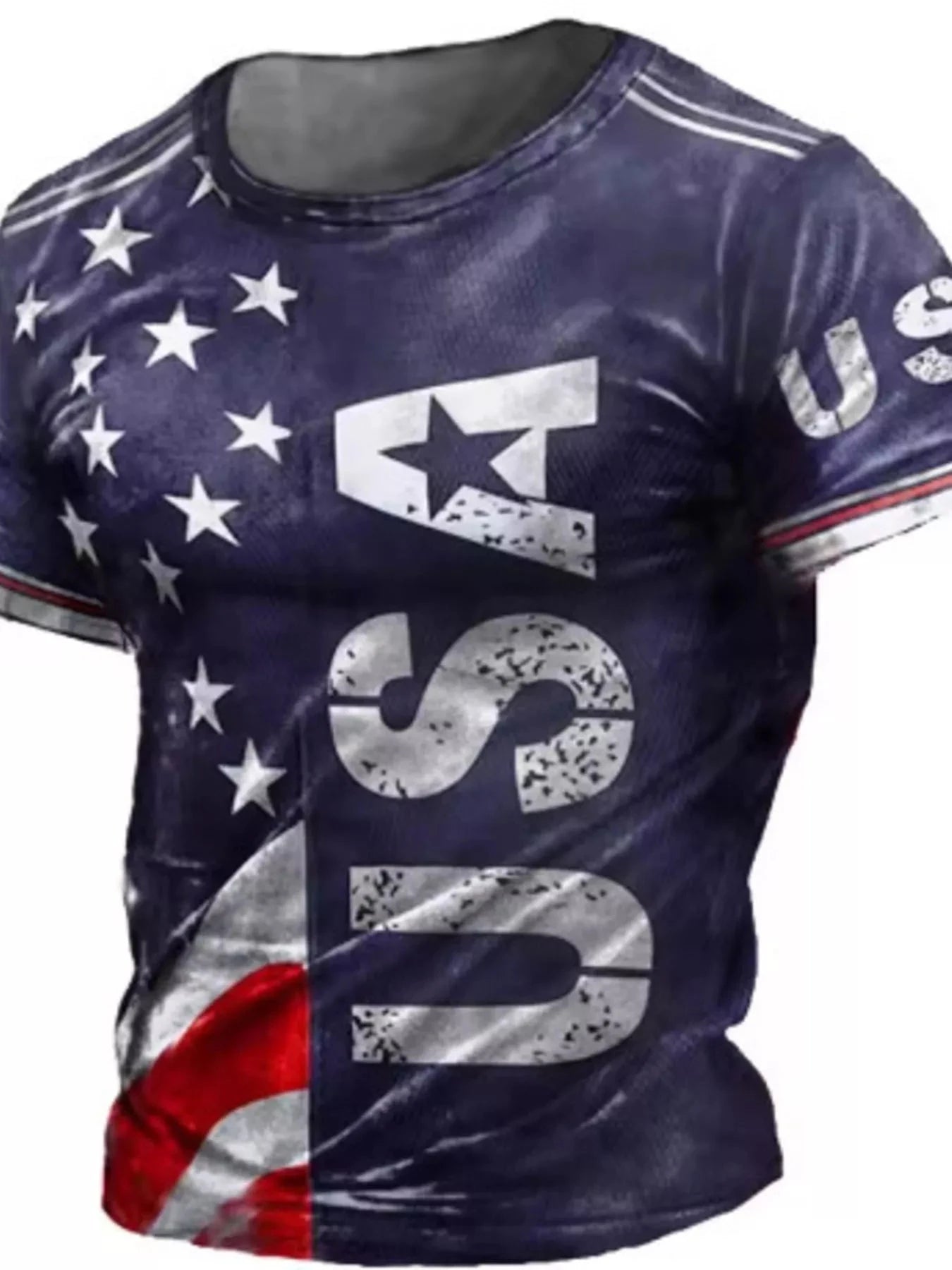 Men's Full Size USA Flag Print T-Shirt Plus Size