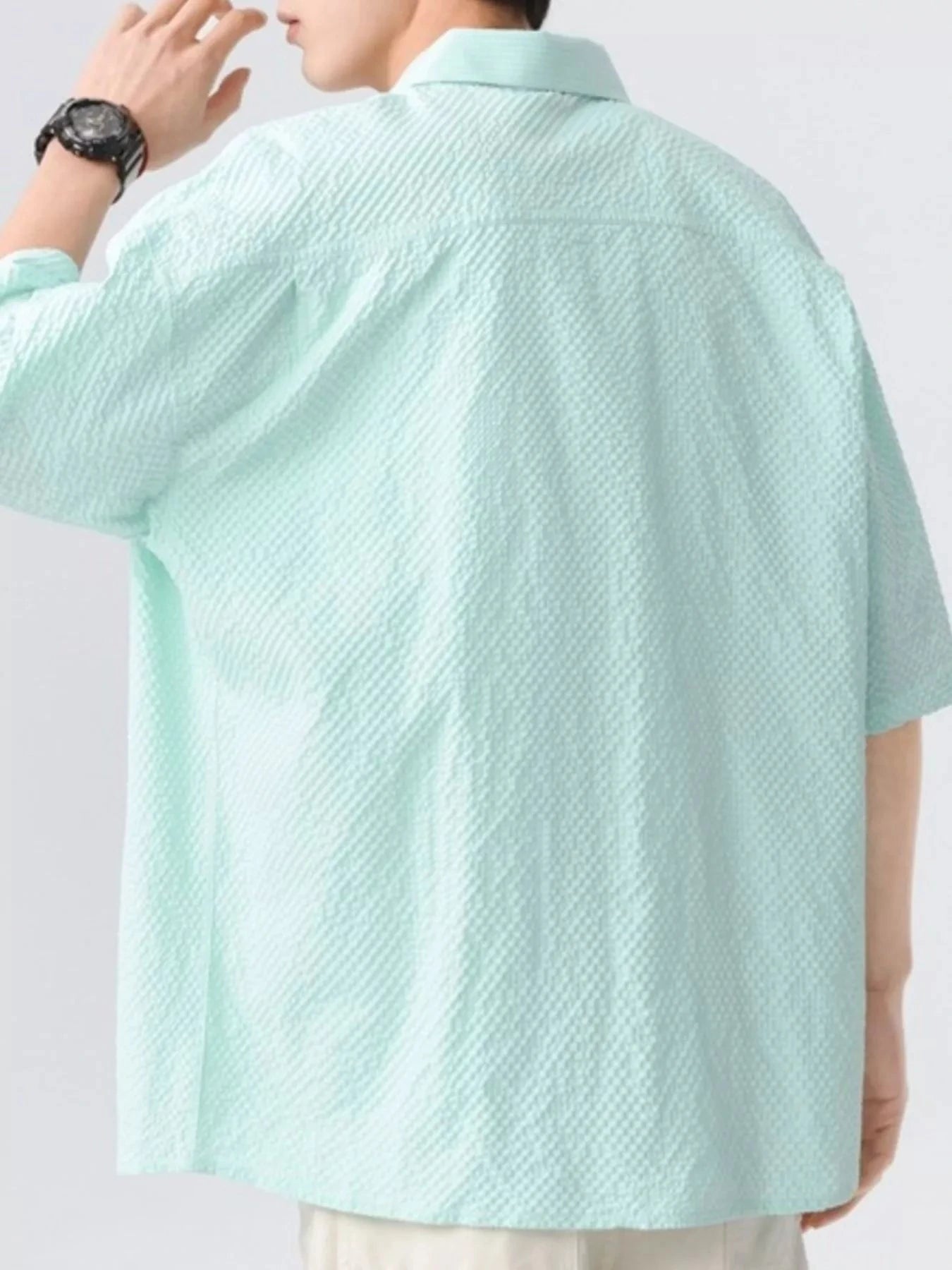 Men's Full Size Textured Short-Sleeve Shirt Plus Size