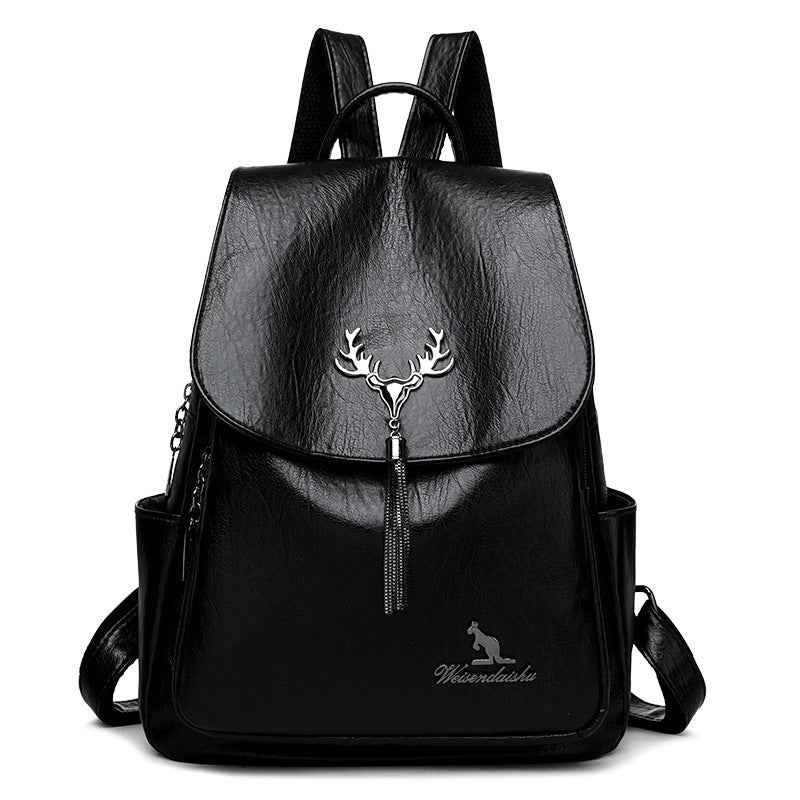Women's Soft Leather School Backpack