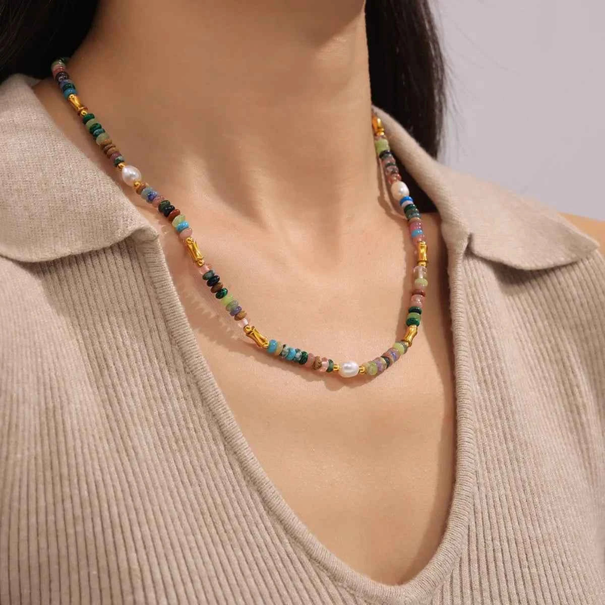 Bohemian Natural Stone Pearl Beaded Jewelry Set