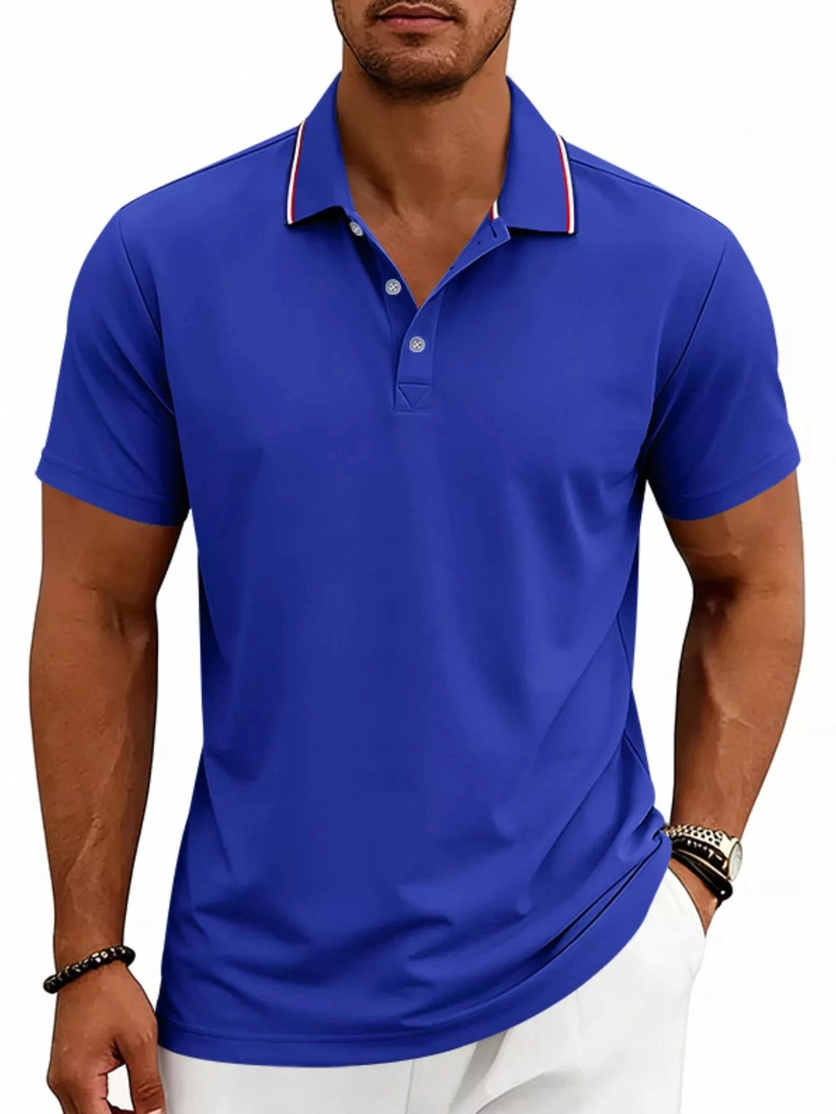 Men's Full Size Casual Button Detail Polo Plus Size
