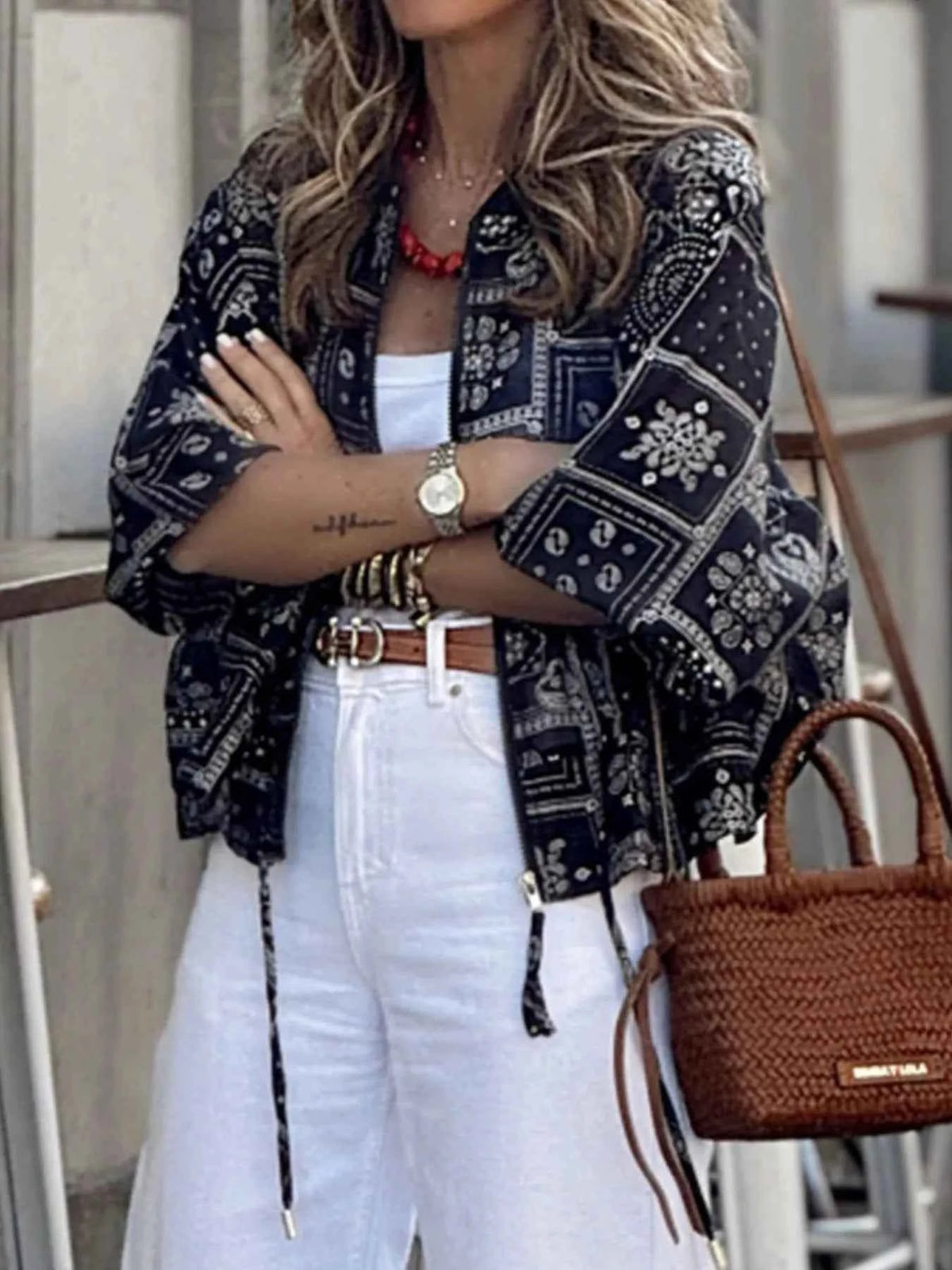 Printed Zip Up Jacket