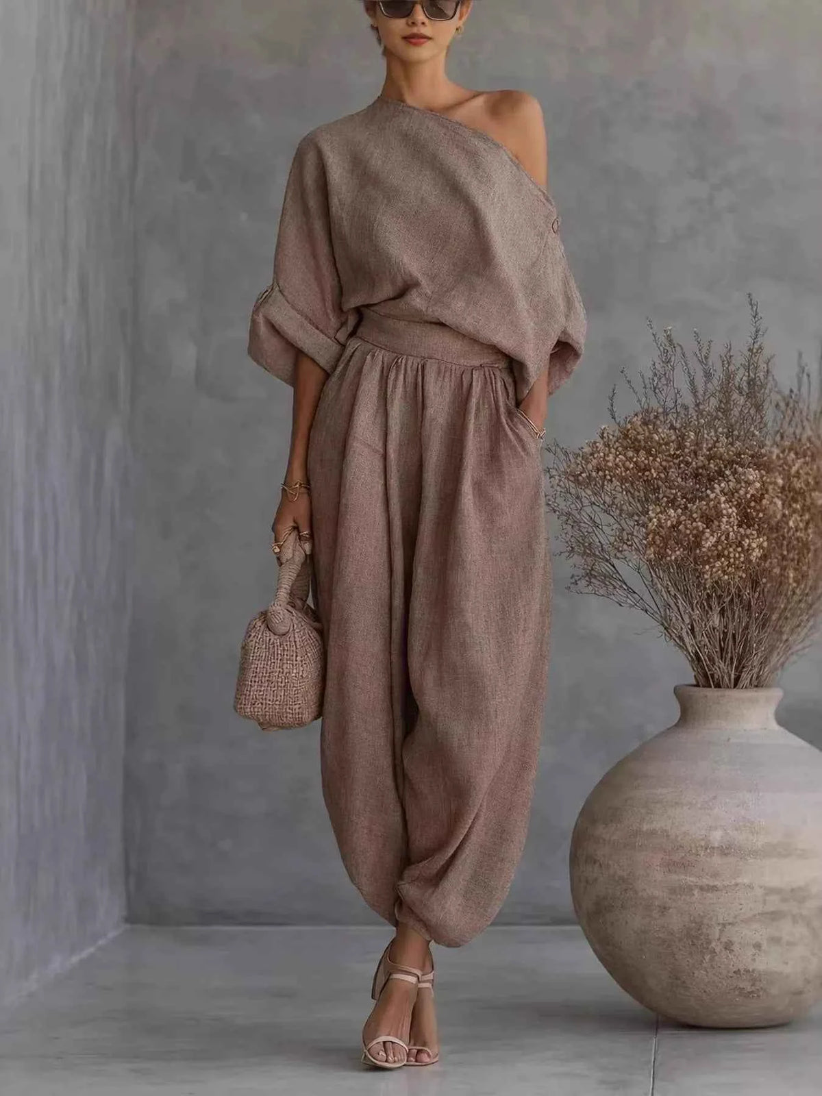 One-Shoulder Top and Joggers Set