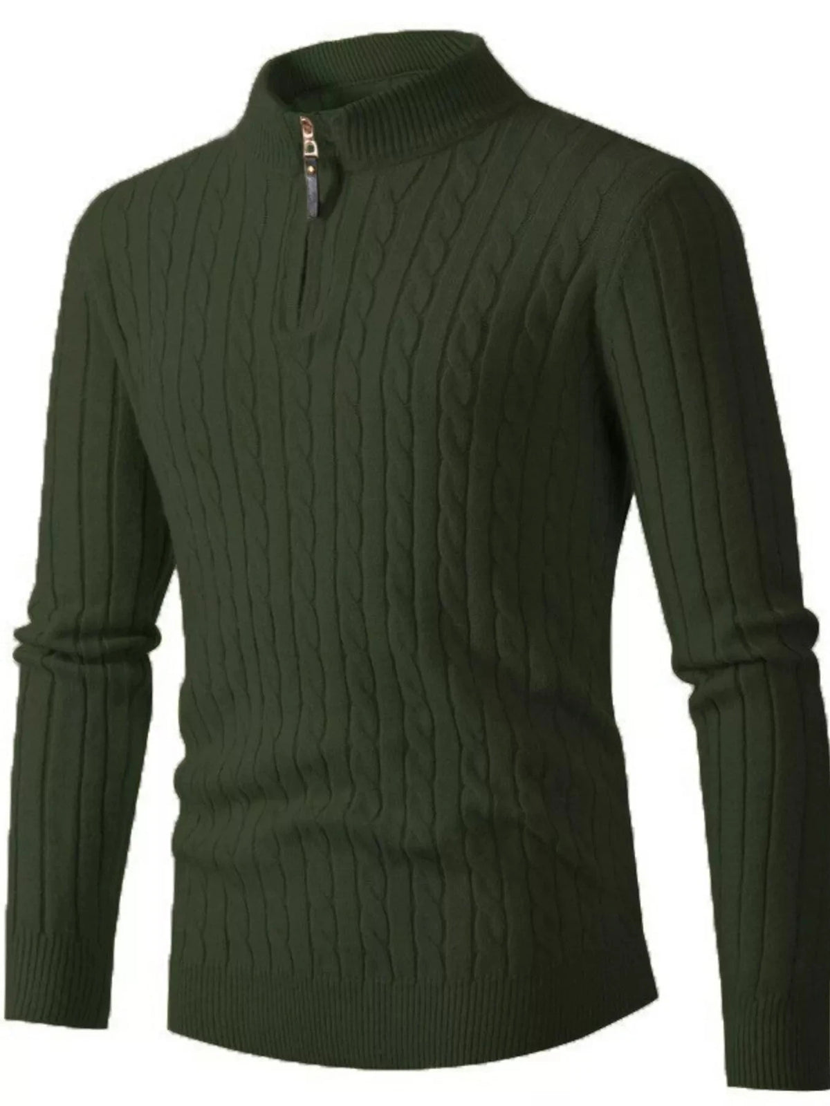 Men's Full Size Cable Knit Half-Zip Sweater Plus Size