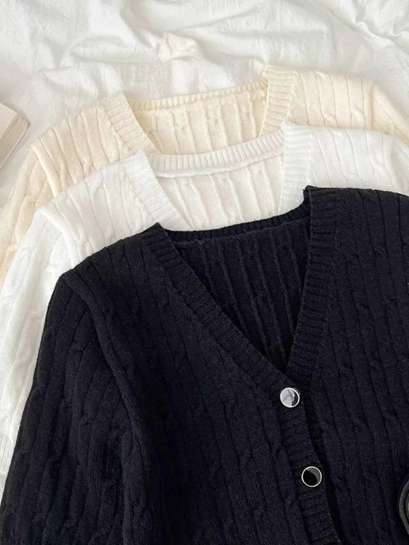 Texture Knit Button Down Cardigan