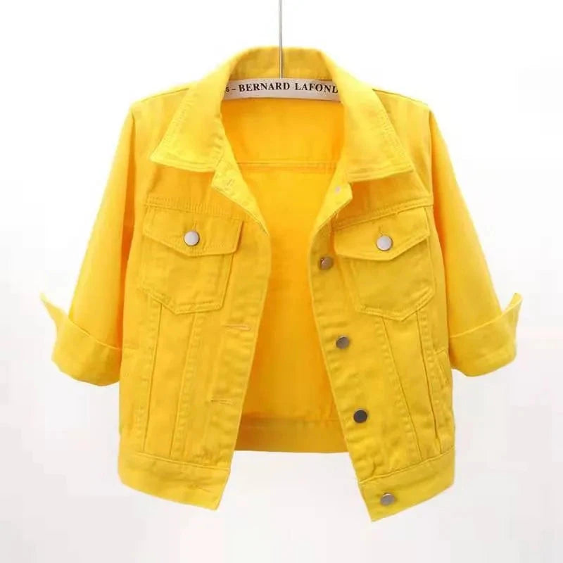 Full Size Cropped Denim Jacket Plus Size