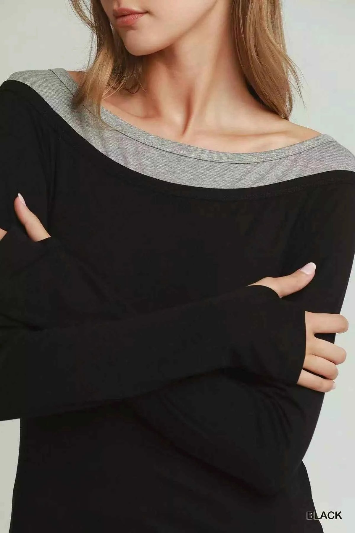 Umgee Layered Twofer Long Sleeve Top