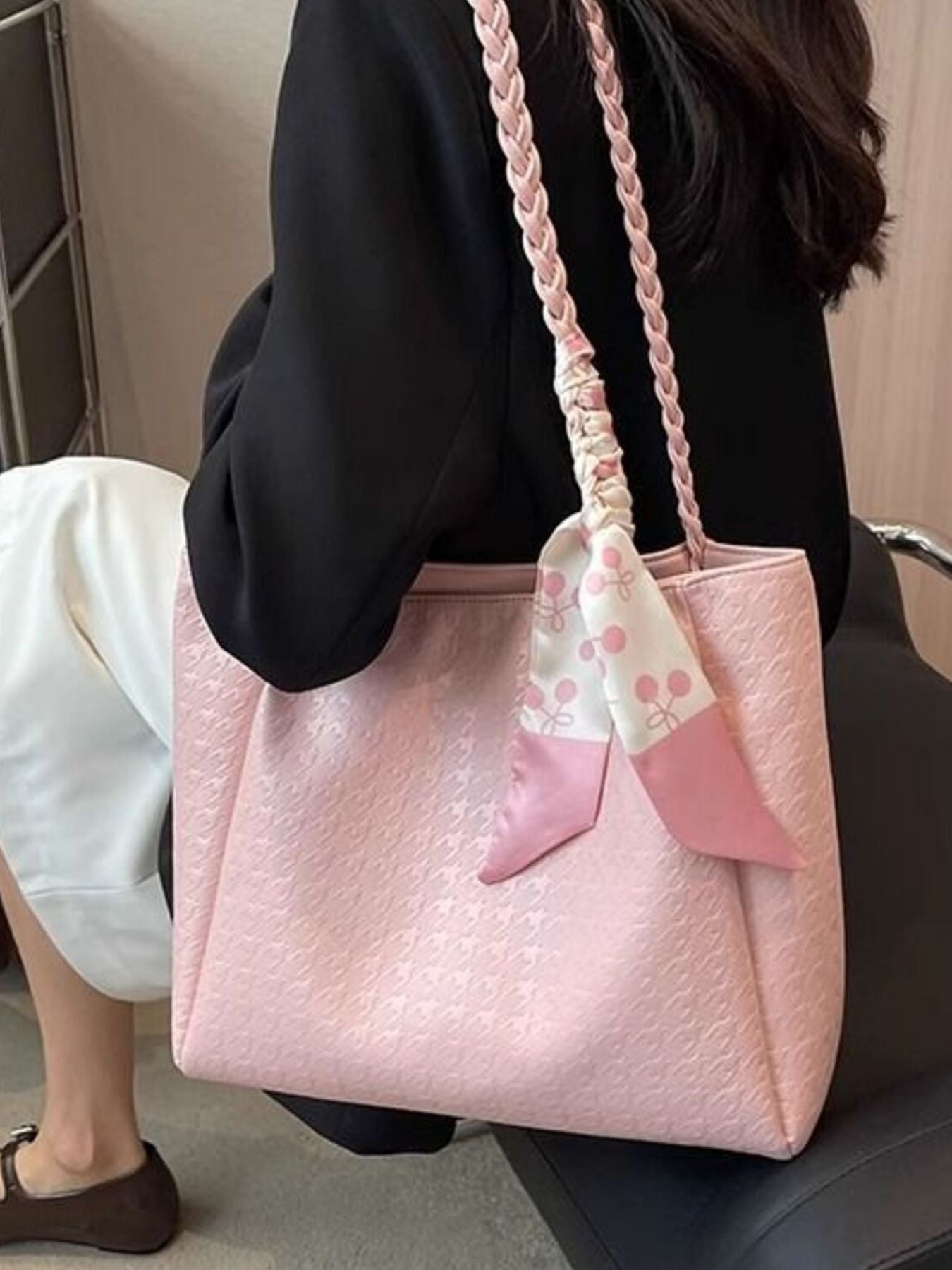 Braided Handle Tote Bag. Braided Handle Tote Bag