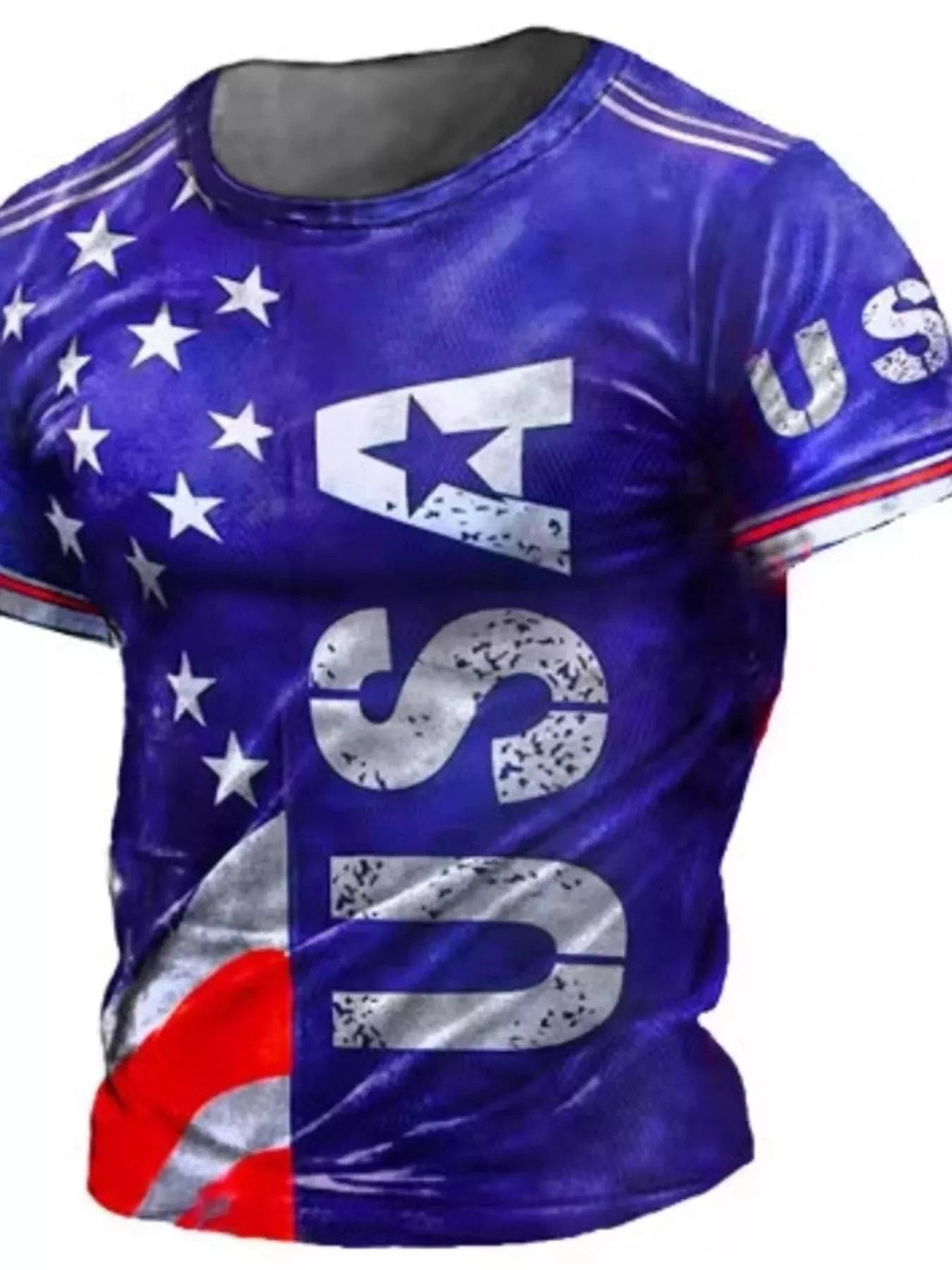 Men's Full Size USA Flag Print T-Shirt Plus Size