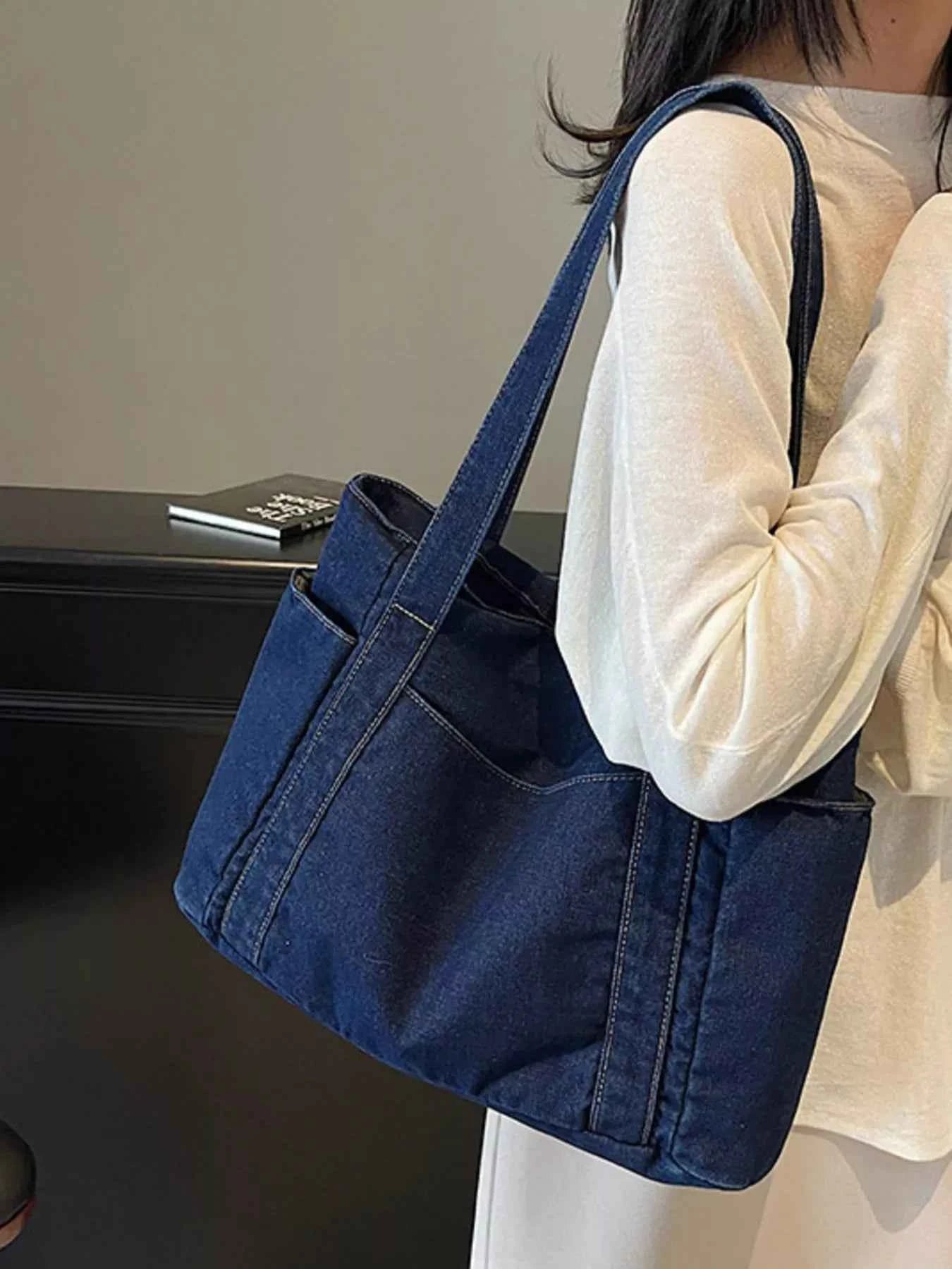 Denim Tote Shoulder Bag