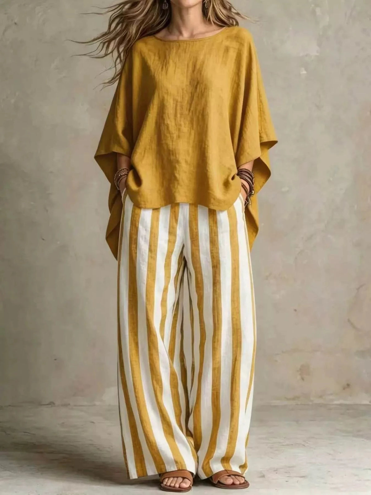 Full Size Solid Color Top and Pants Set Plus Size