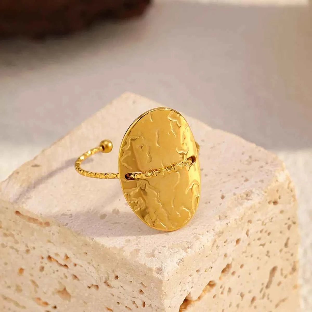 Hammered Disc Open Ring