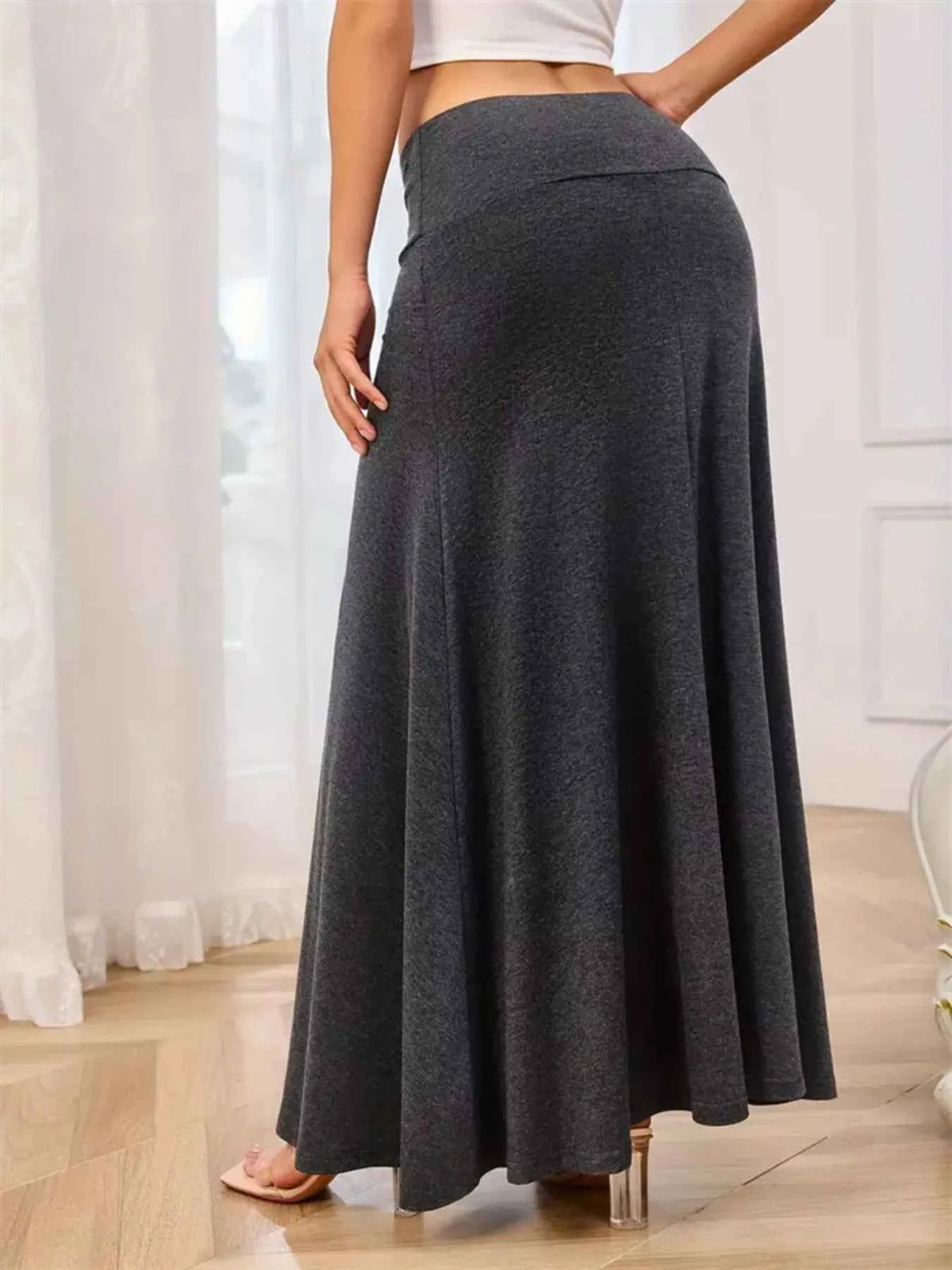Flowy Maxi Skirt with Wide Waistband