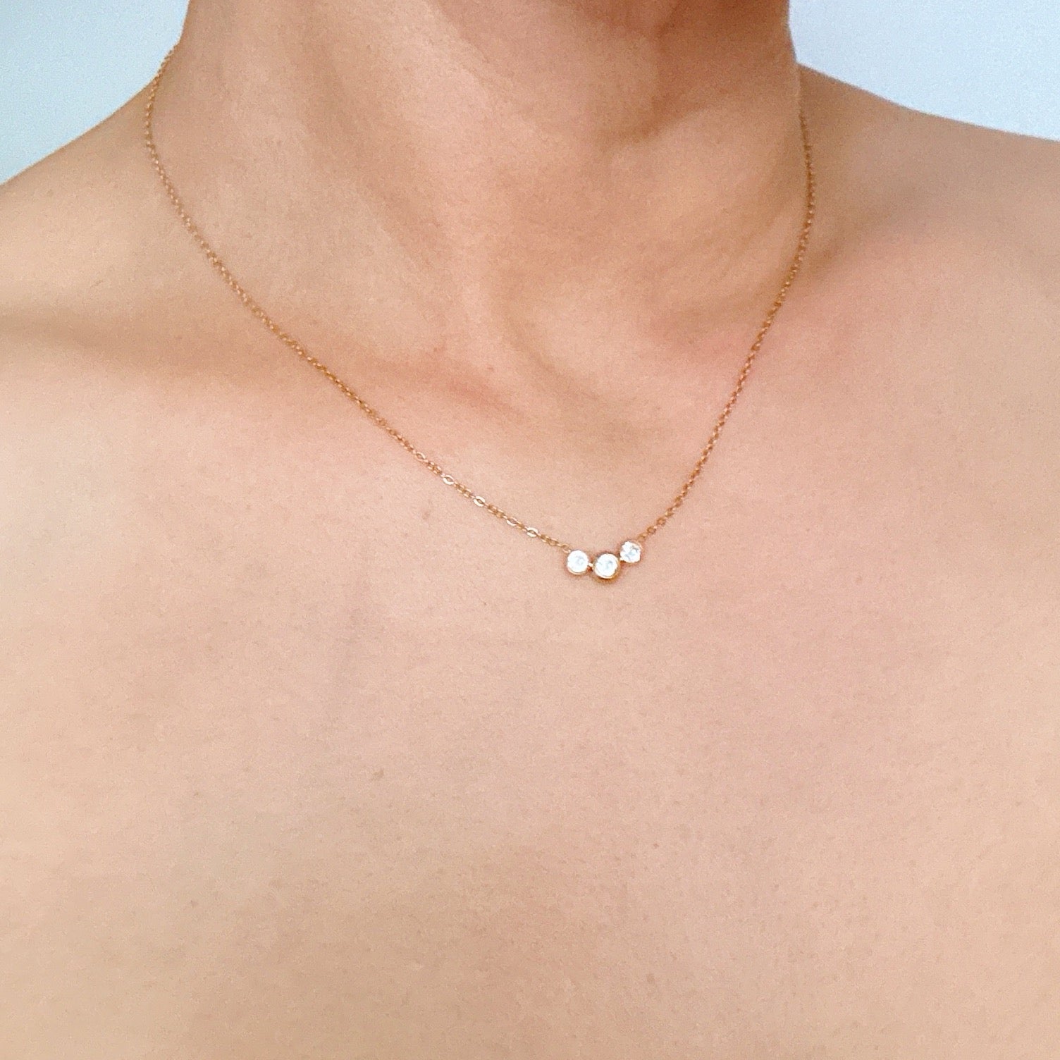 minimalist three stones necklace - Amaryllisstores