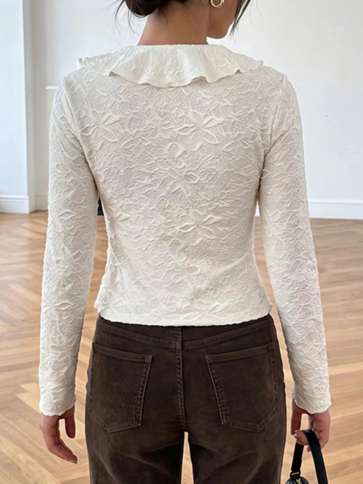 Ruffled Long-Sleeve T-Shirt. Ruffled Long-Sleeve T-Shirt