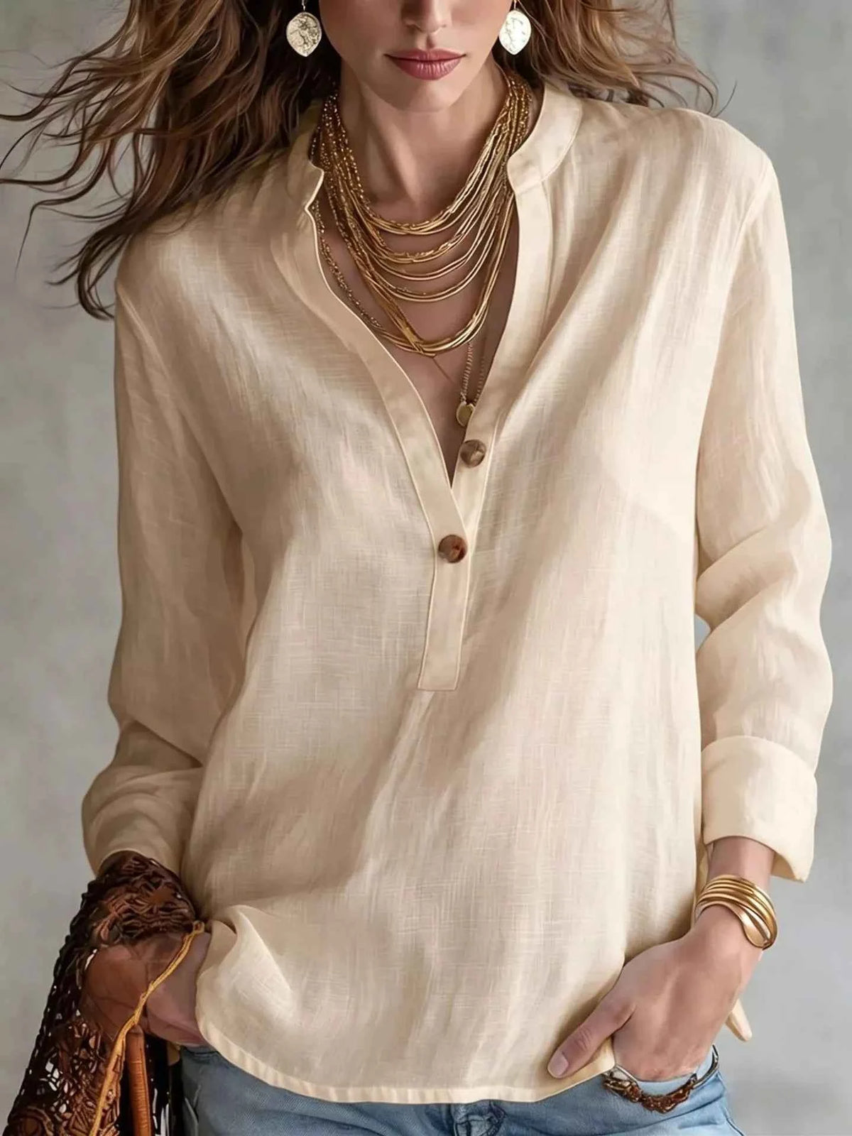 Button Detail Long Sleeve Shirt