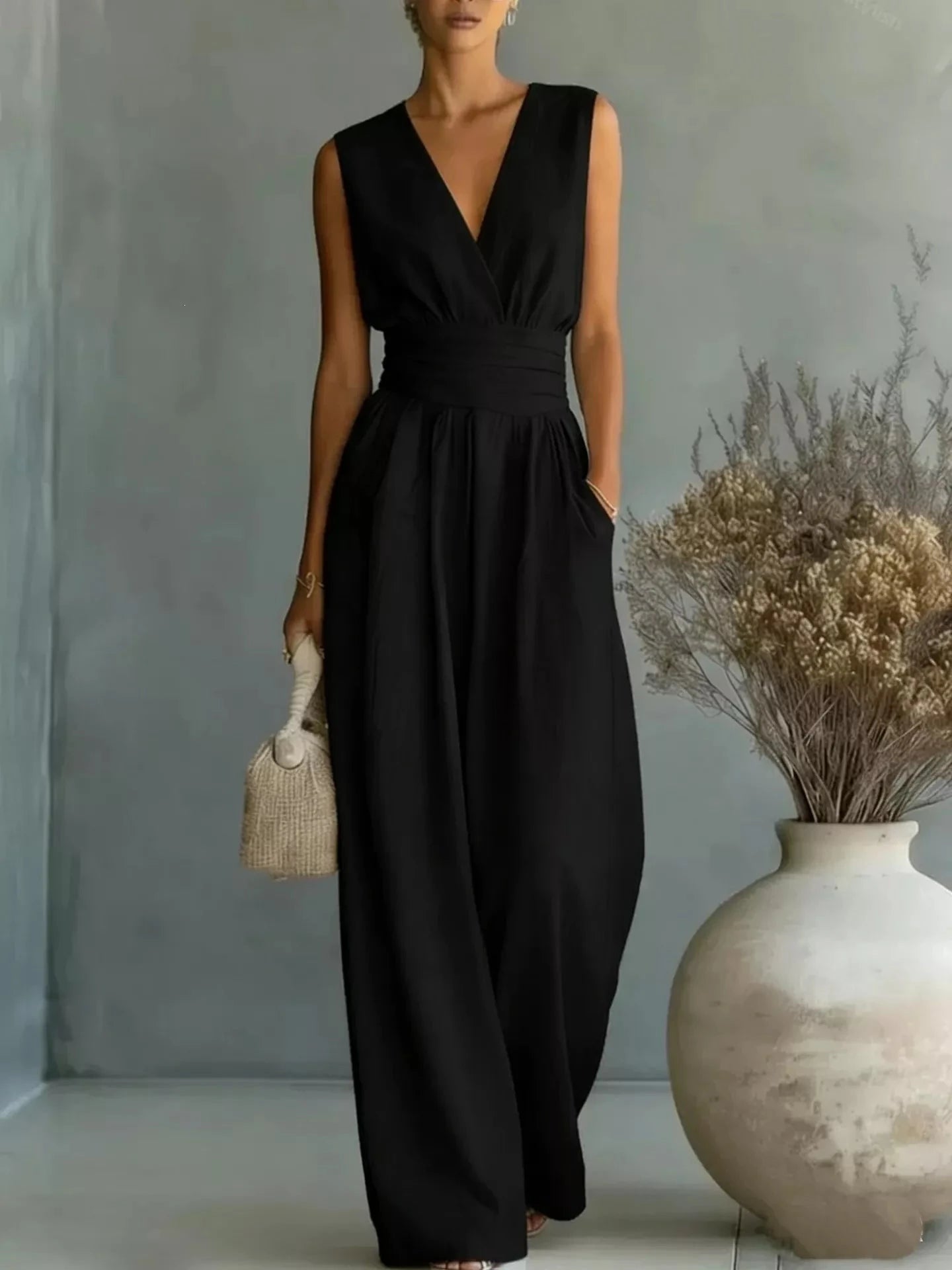 Full Size Sleeveless Wide-Leg Jumpsuit Plus Size