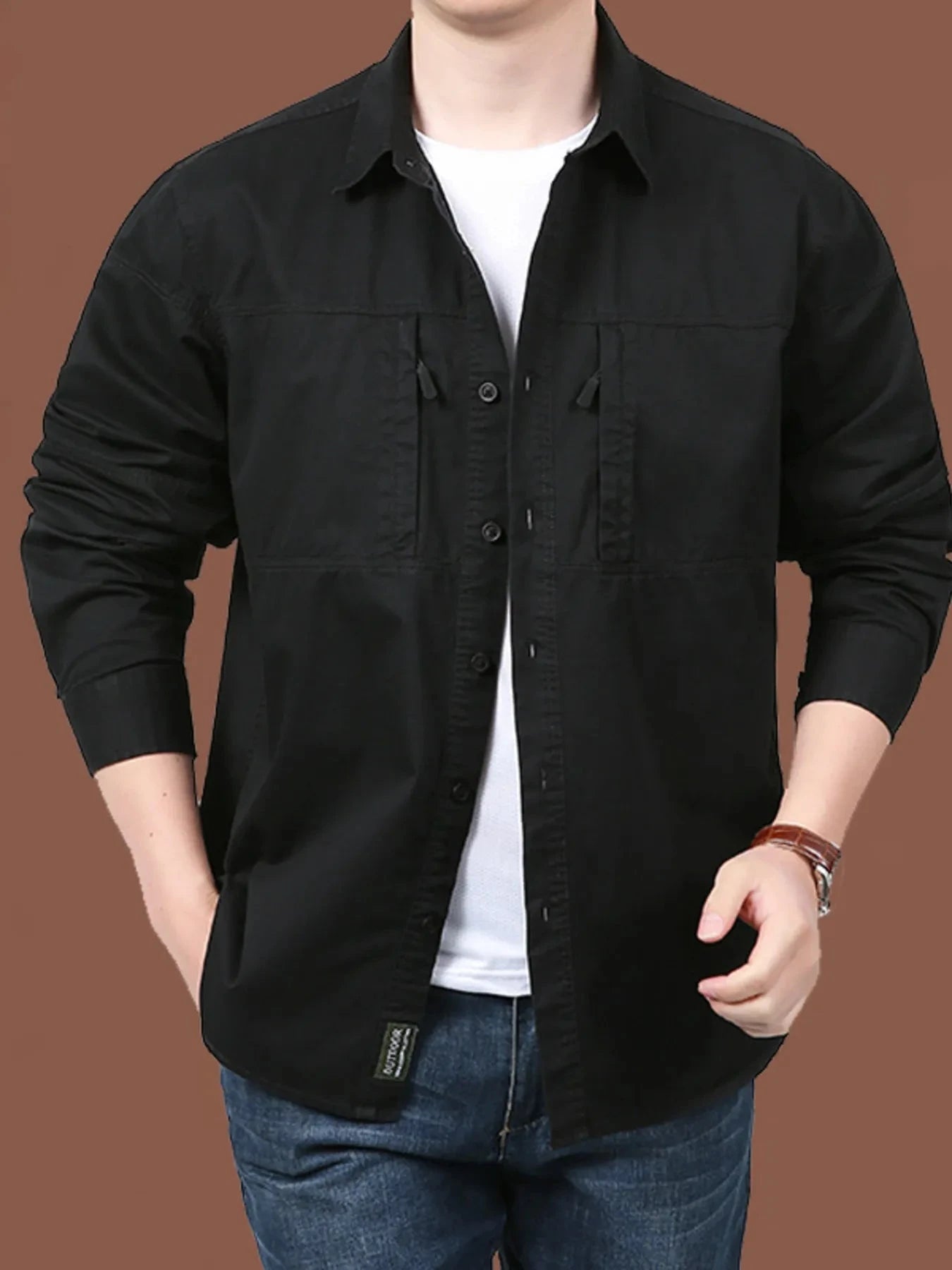 Men's Plus Size Casual Long-Sleeve Shirt