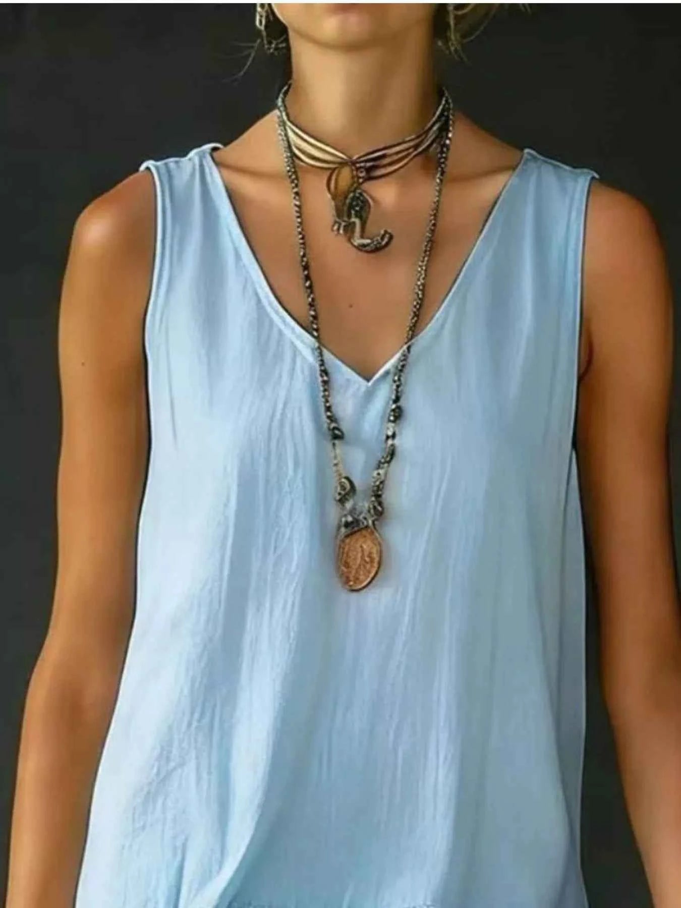 Full Size Ruffled Hem V-Neck Sleeveless Dress Plus Size