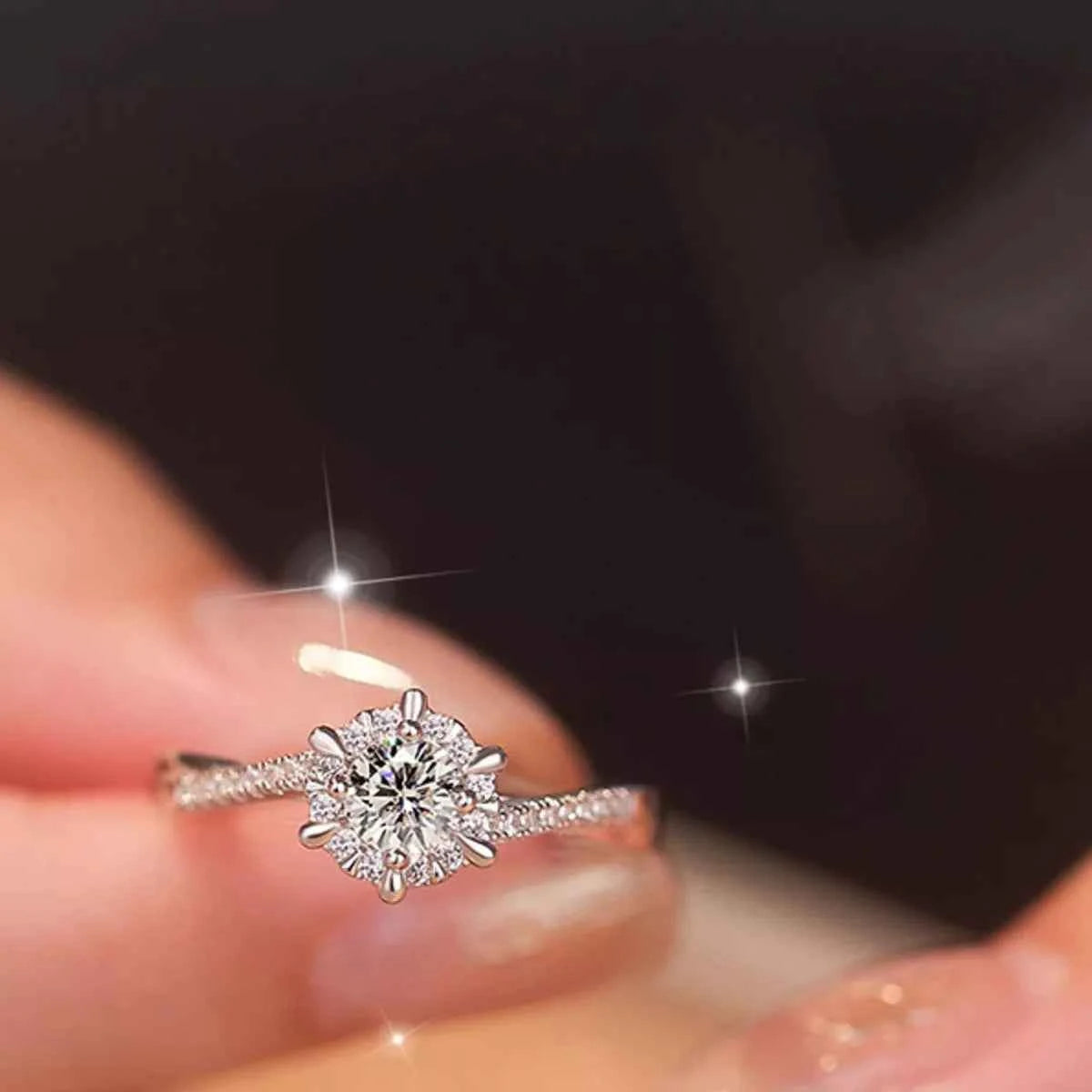 2 Piece Moissanite 925 Sterling Silver Ring