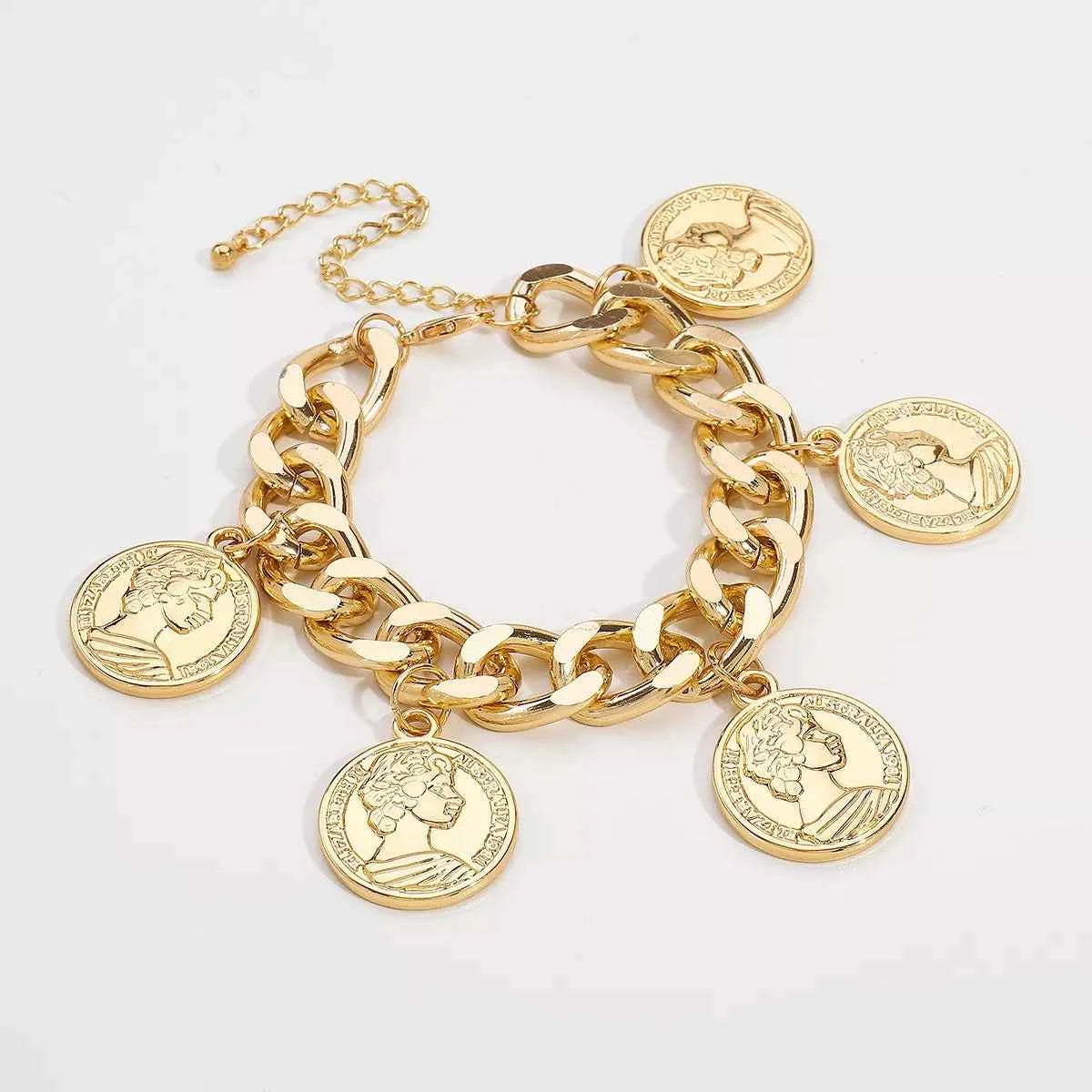 18K Gold-Plated Coin Charm Bracelet