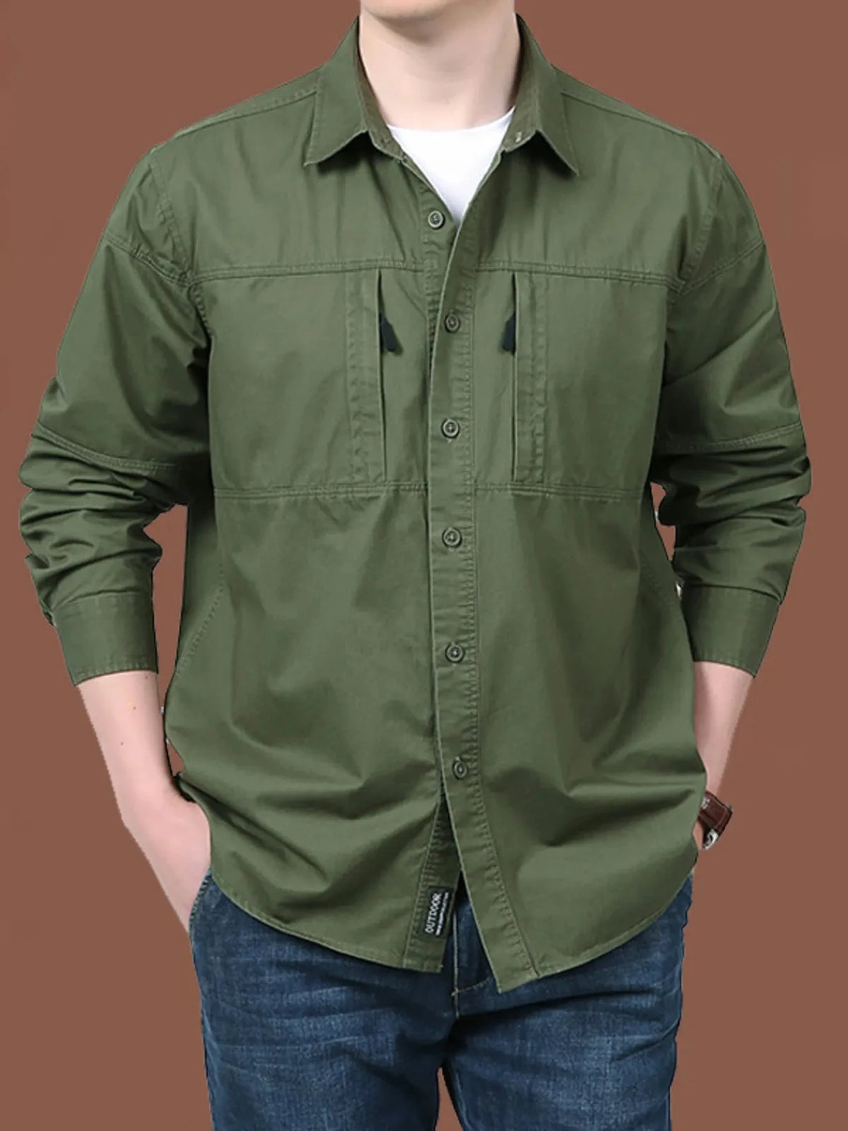 Men's Plus Size Casual Long-Sleeve Shirt