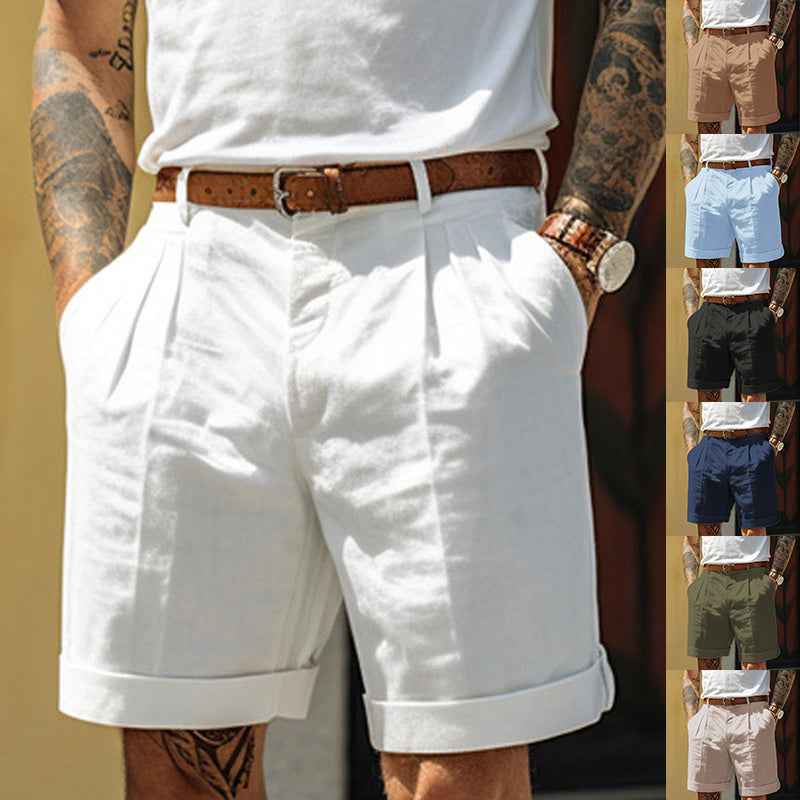 Men's Straight Leg Shorts With Pockets Casual Dress Pants Loose Fit Summer Bottoms For Daily Wear Clothing