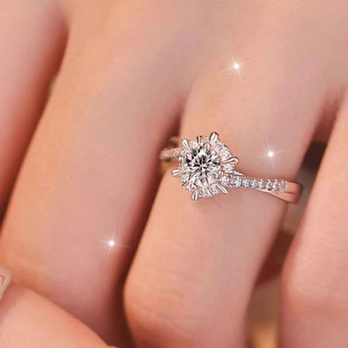2 Piece Moissanite 925 Sterling Silver Ring