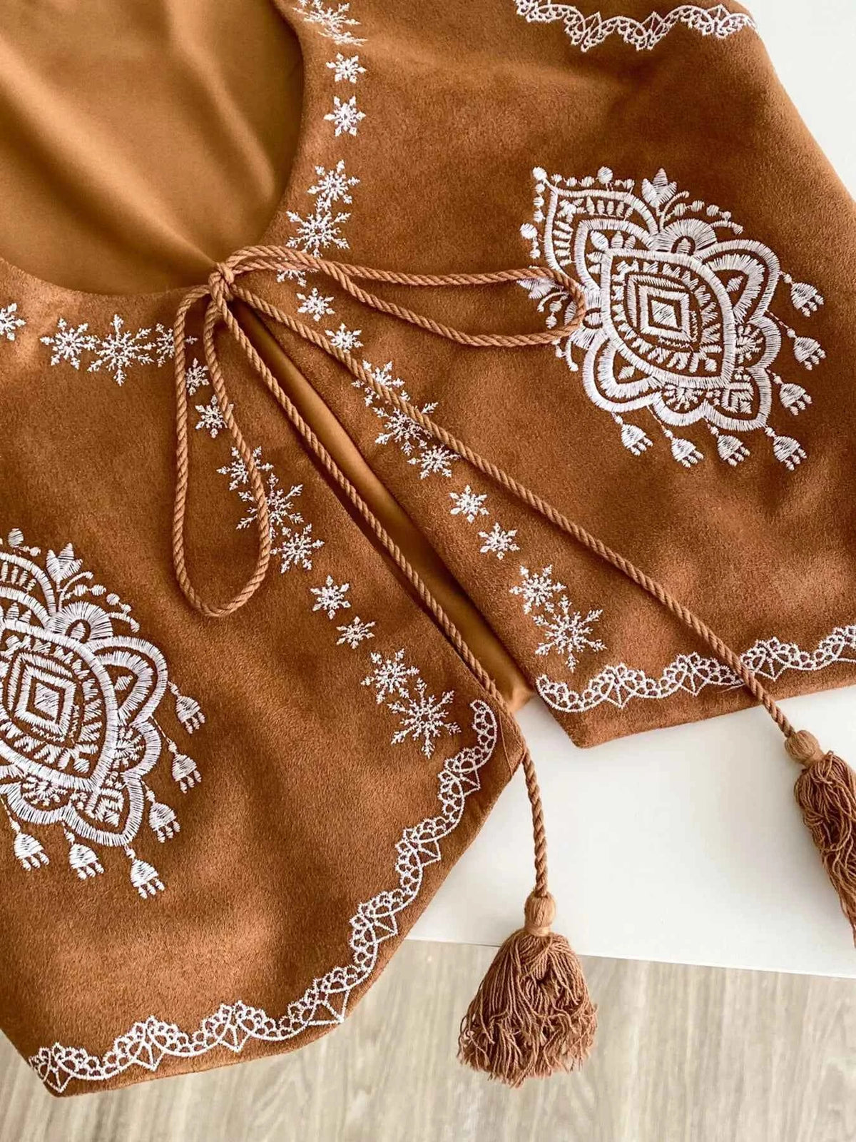 Embroidered Tassel Vest Coat