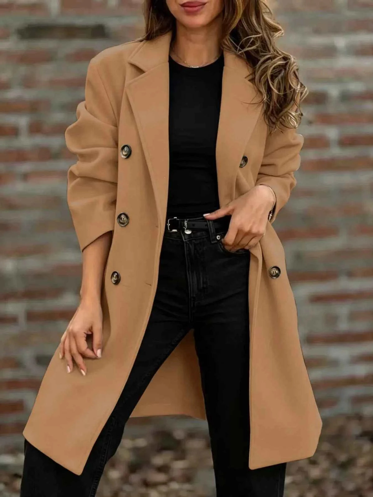 Plus Size Double-Breasted Lapel Coat