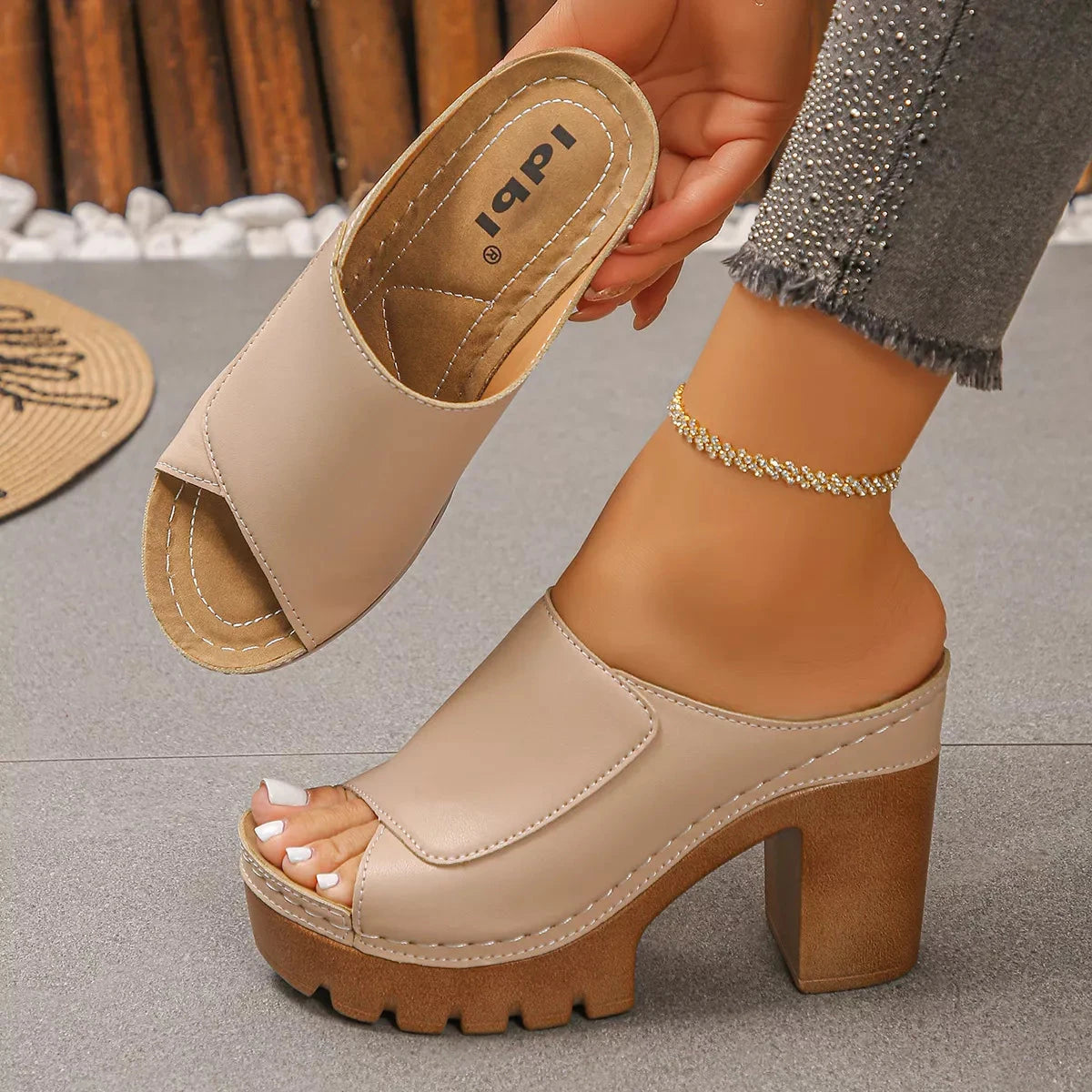 Open Toe Block Heels Sandals