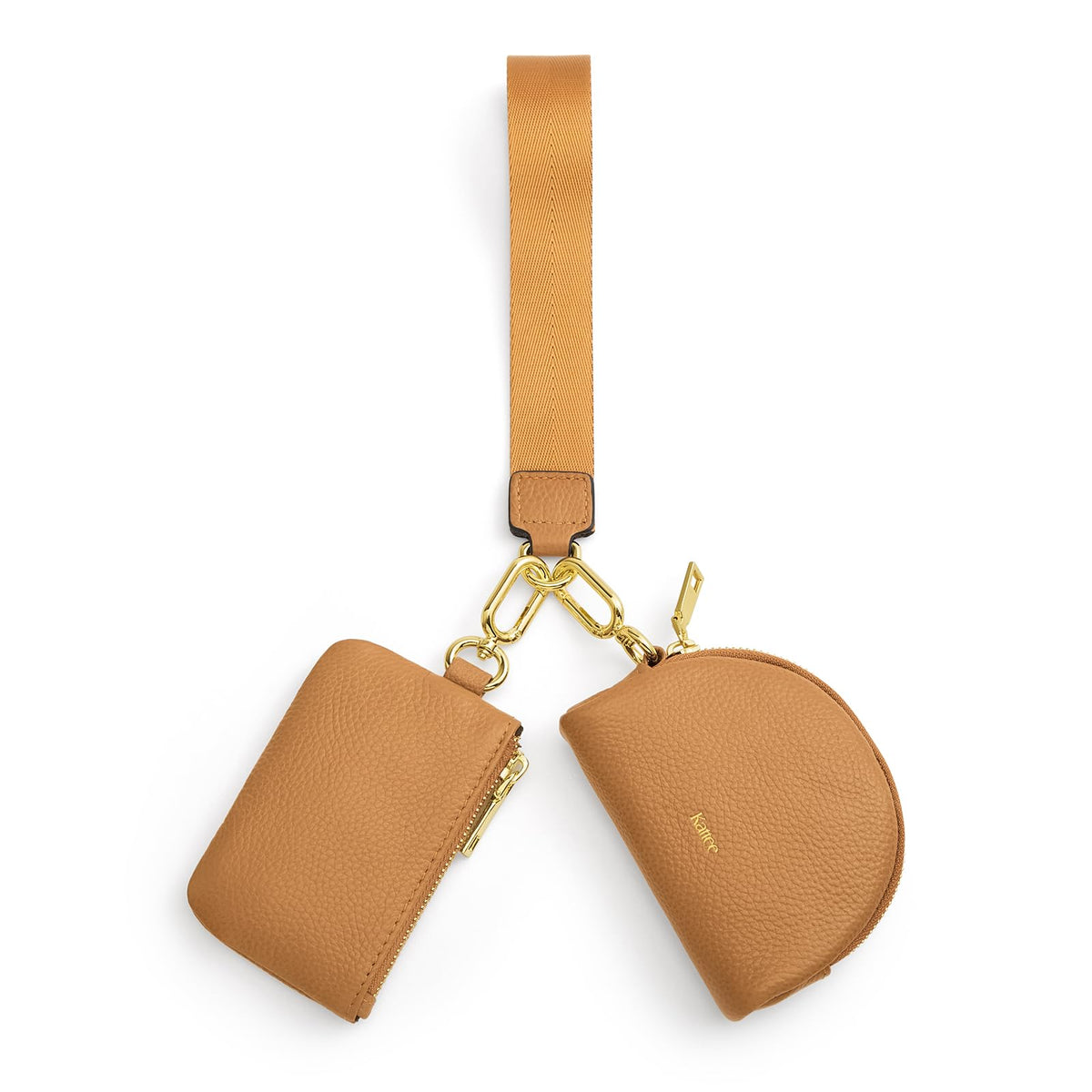 Kattee Mini Leather Wristlet Wallets for Women Zip Around Dual Pouch Keychain Wristlet Detachable Coin Purse Change Pouch