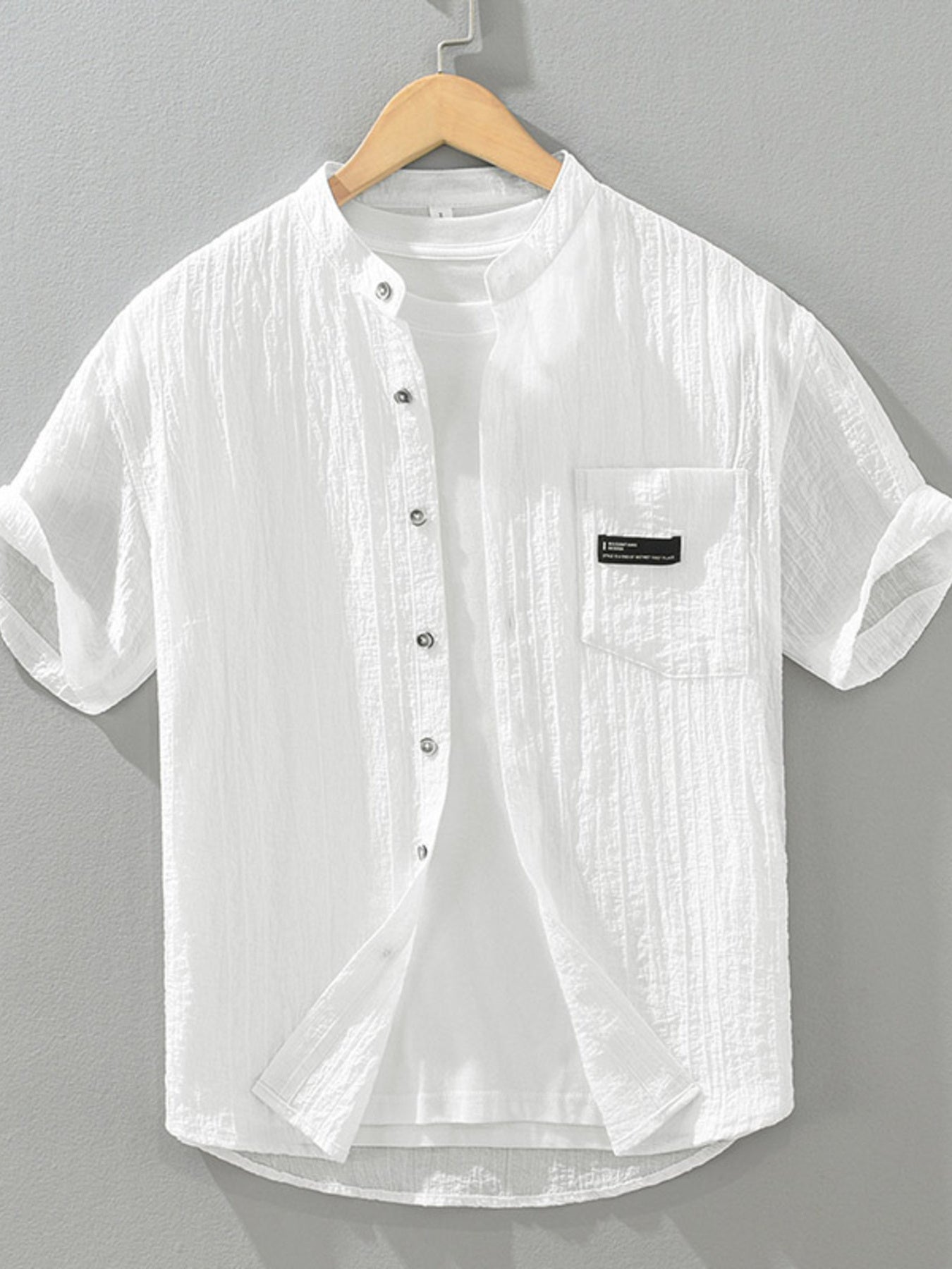 Men's Plus Size Casual Textured Button Up Shirt