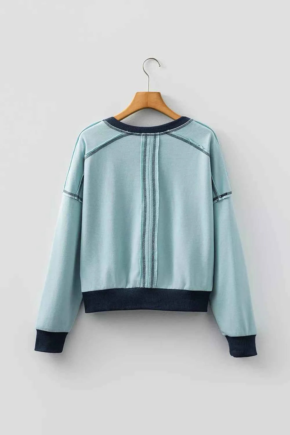 Contrast Edge Colorblock Patchwork Crop Sweatshirt