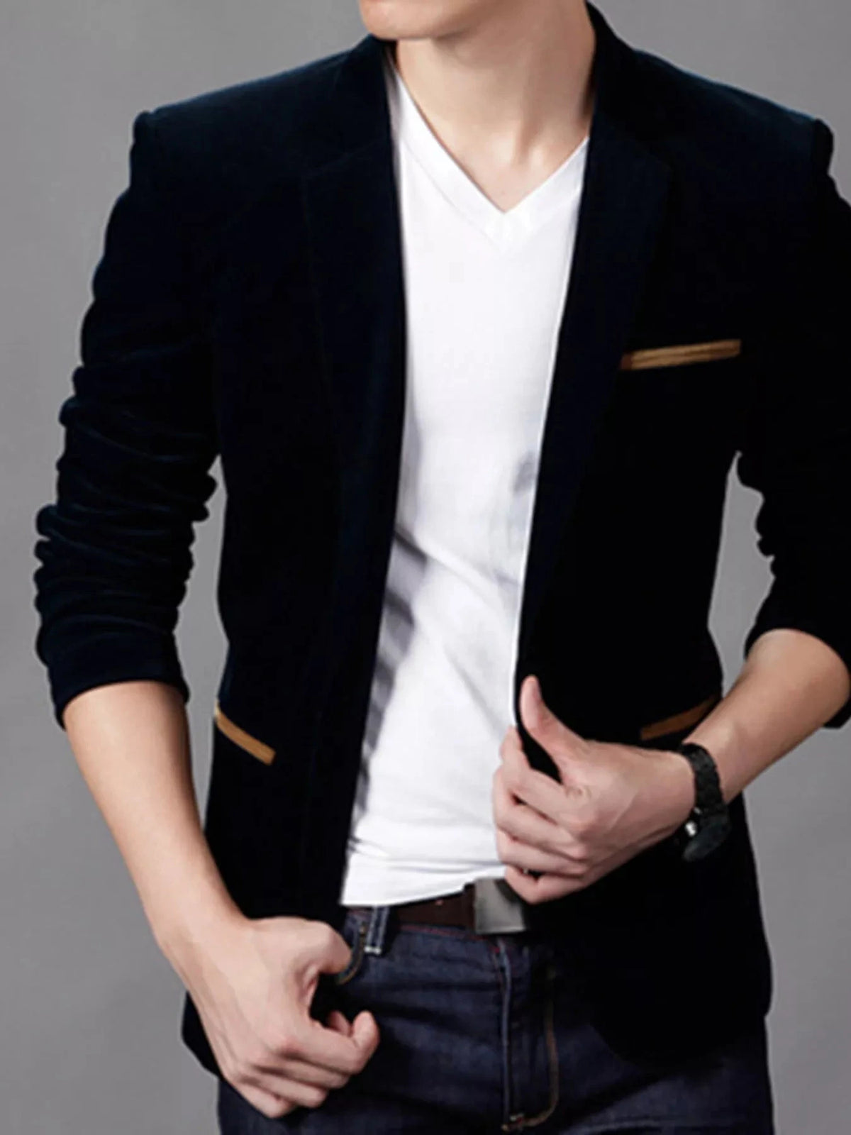 Men's Plus Size Slim Fit Velvet Blazer