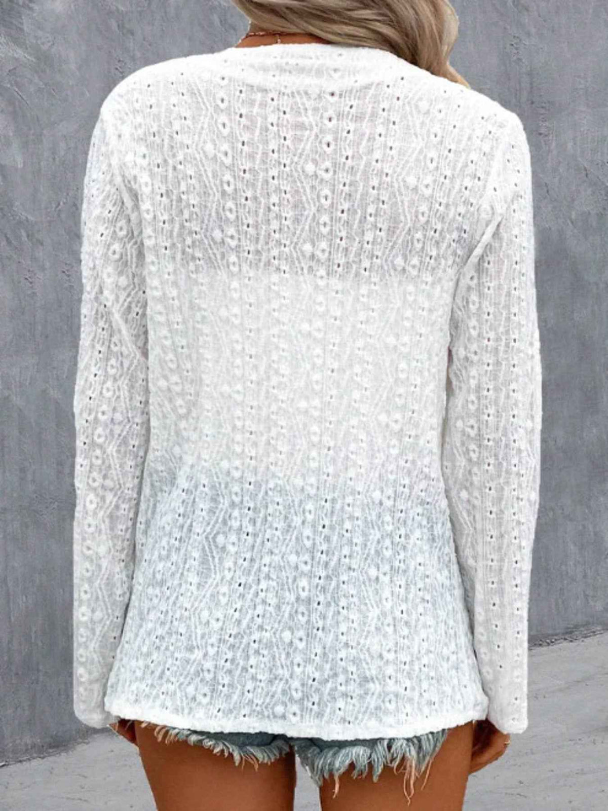 Eyelet Embroidered Open Front Cardigan