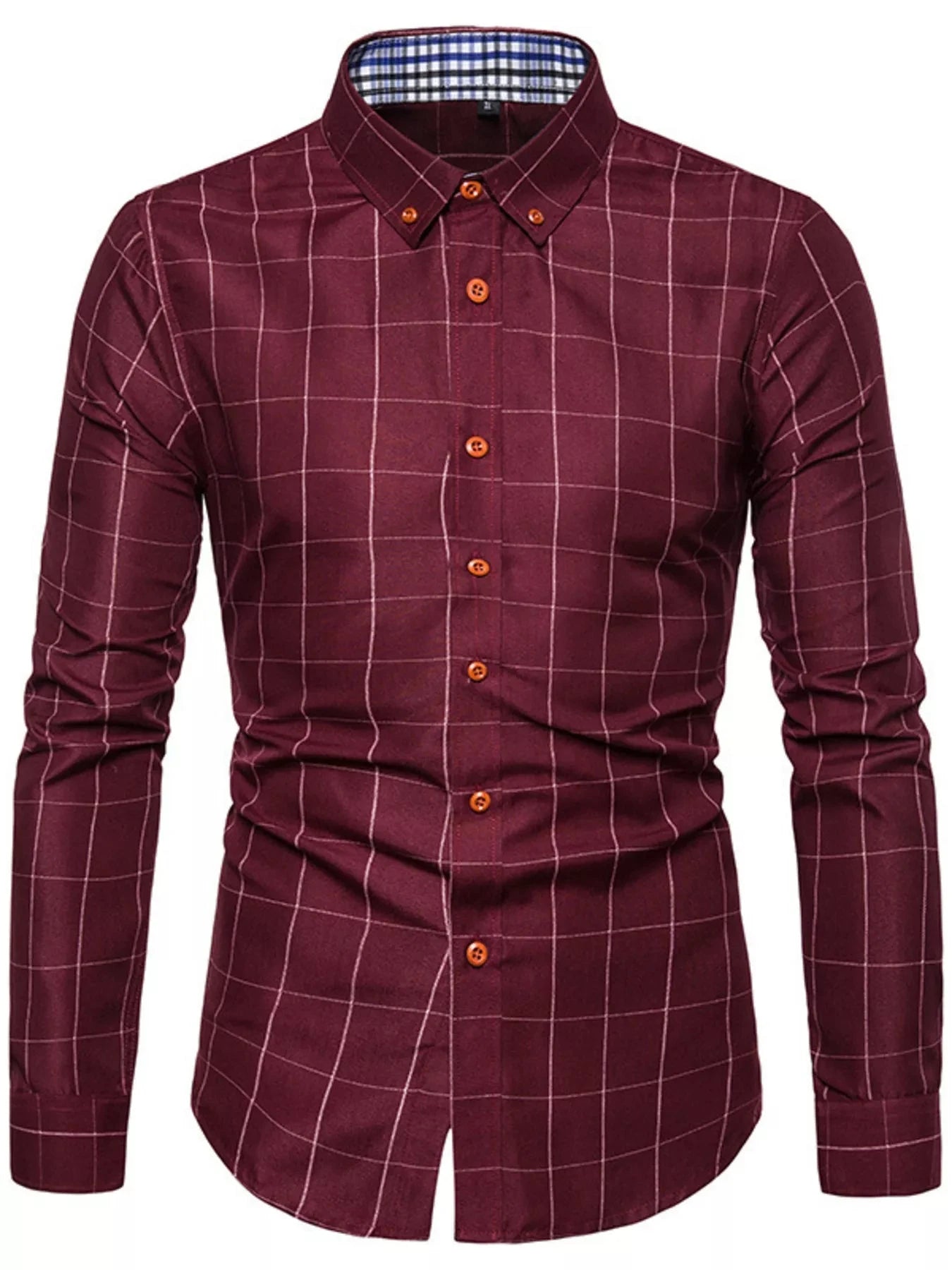 Men's Plus Size Classic Plaid Button-Down Shirt